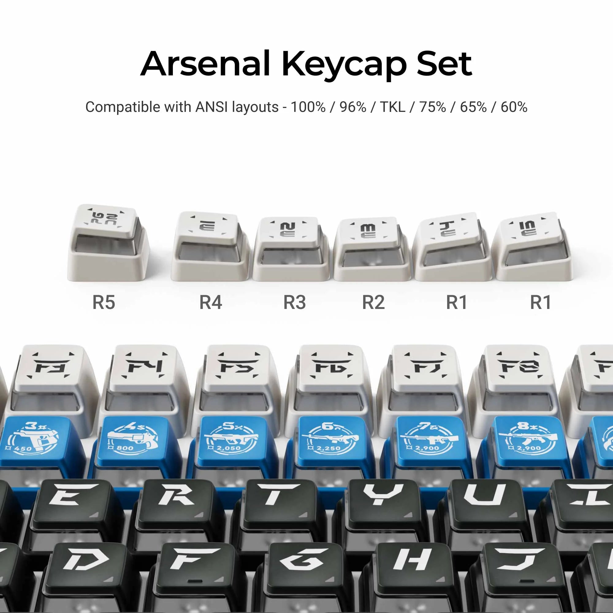 Arsenal - Nuclear Power Shine-through Dye-Sub PBT Full Keycap Set - View 3