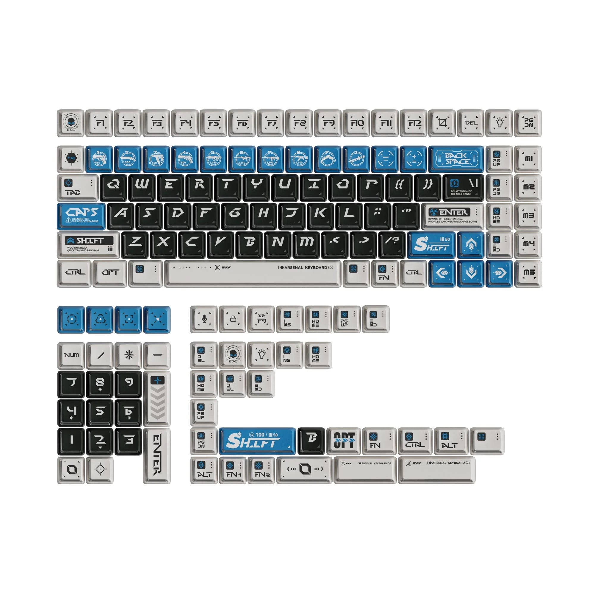 Arsenal - Nuclear Power Shine-through Dye-Sub PBT Full Keycap Set - View 5