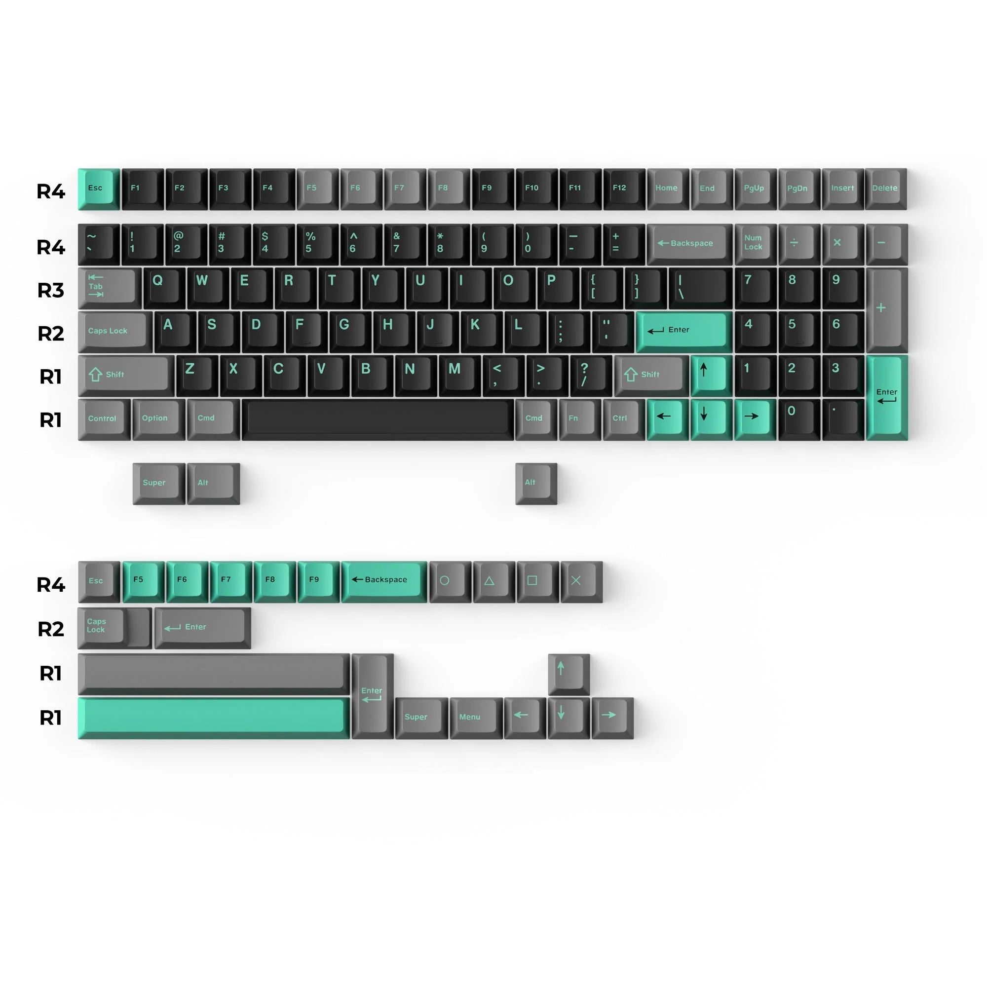Cherry Profile Double - Shot PBT Full Set Keycaps - Hacker Mint - View 2