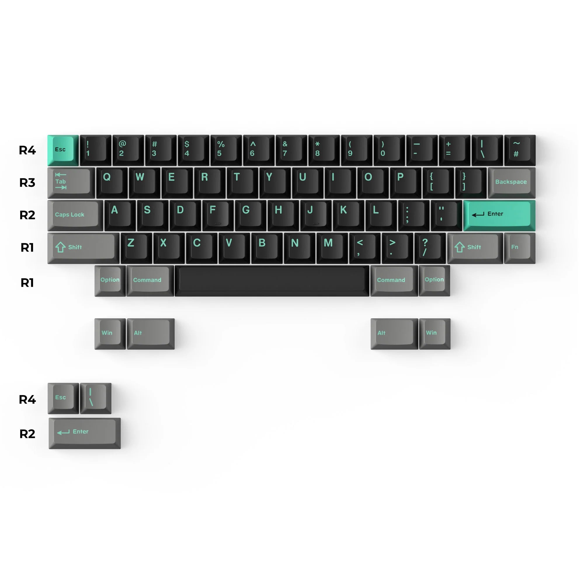 Cherry Profile Double - Shot PBT Full Set Keycaps - Hacker Mint - View 3