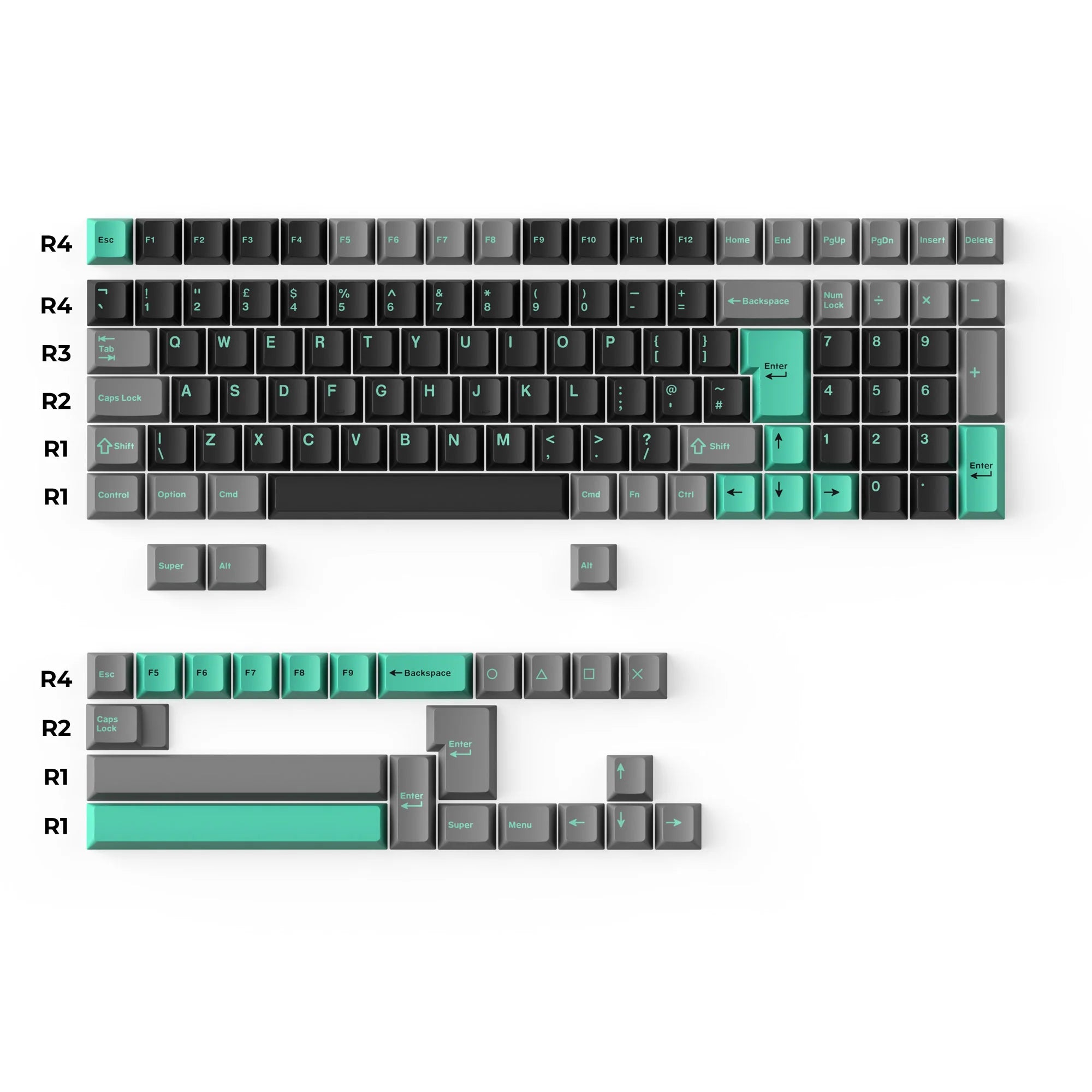 Cherry Profile Double - Shot PBT Full Set Keycaps - Hacker Mint - View 5