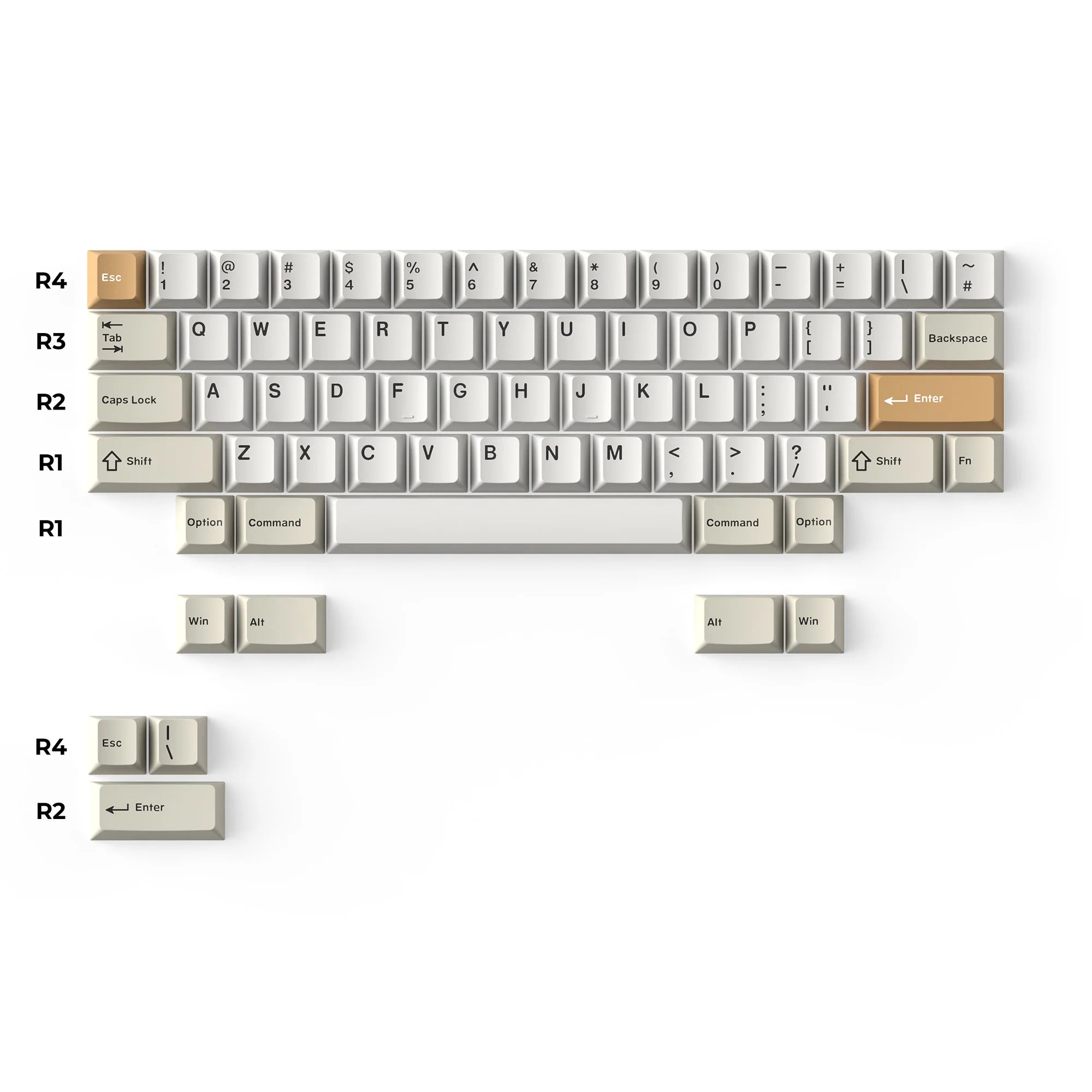 Cherry Profile Double - Shot PBT Full Set Keycaps - Camel - View 3