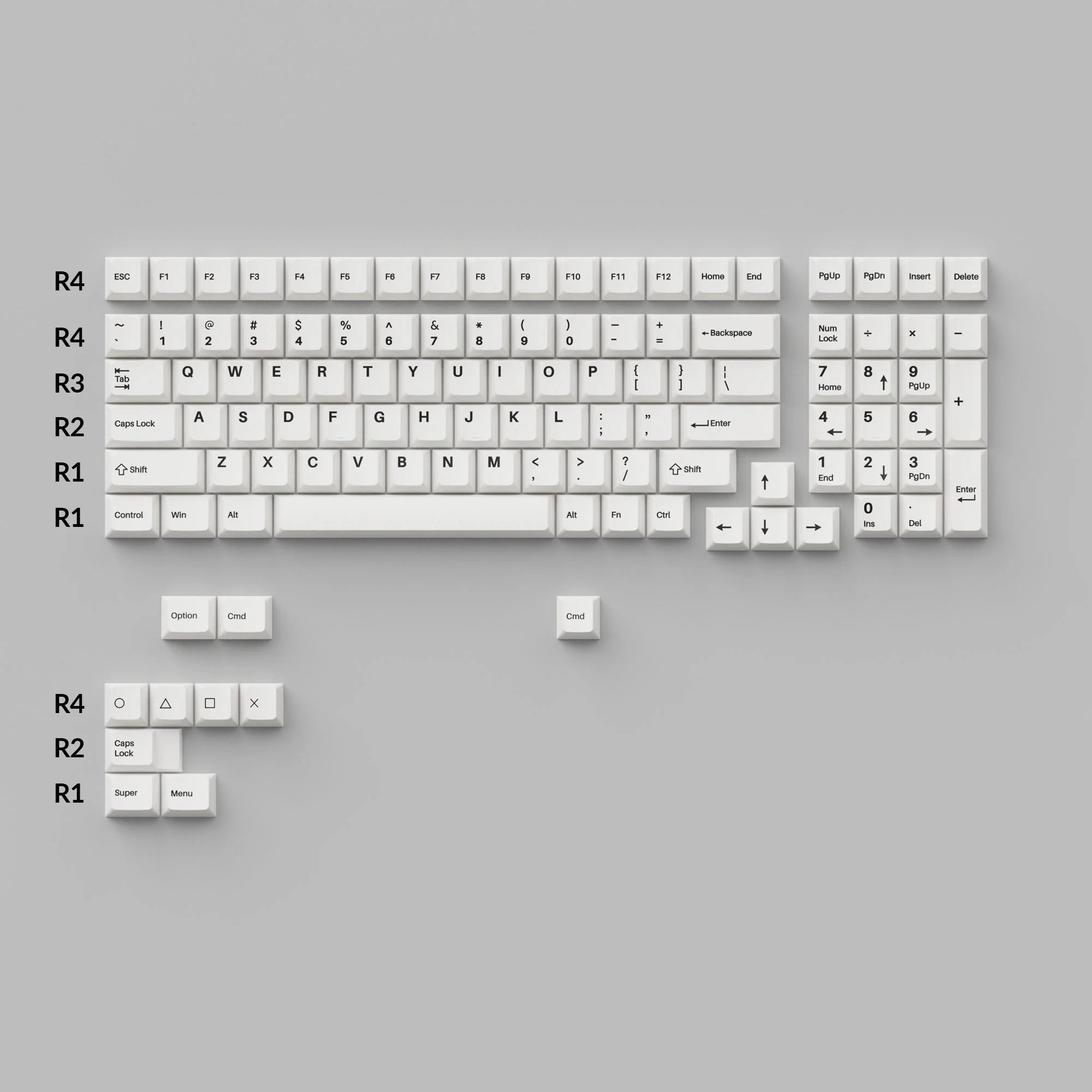 Cherry Profile Double - Shot PBT Full Set Keycaps - Black on White - Bow - View 2