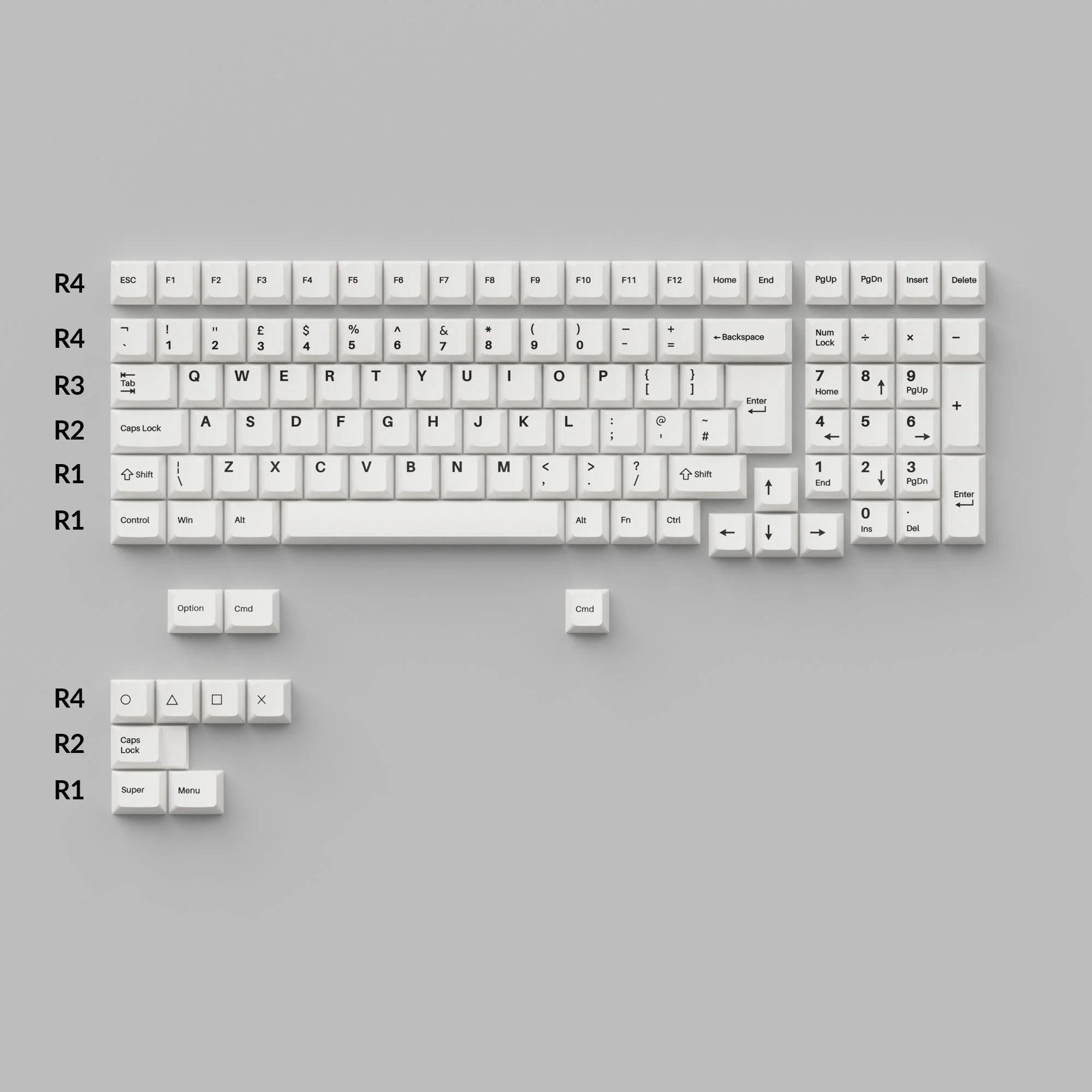 Cherry Profile Double - Shot PBT Full Set Keycaps - Black on White - Bow - View 5