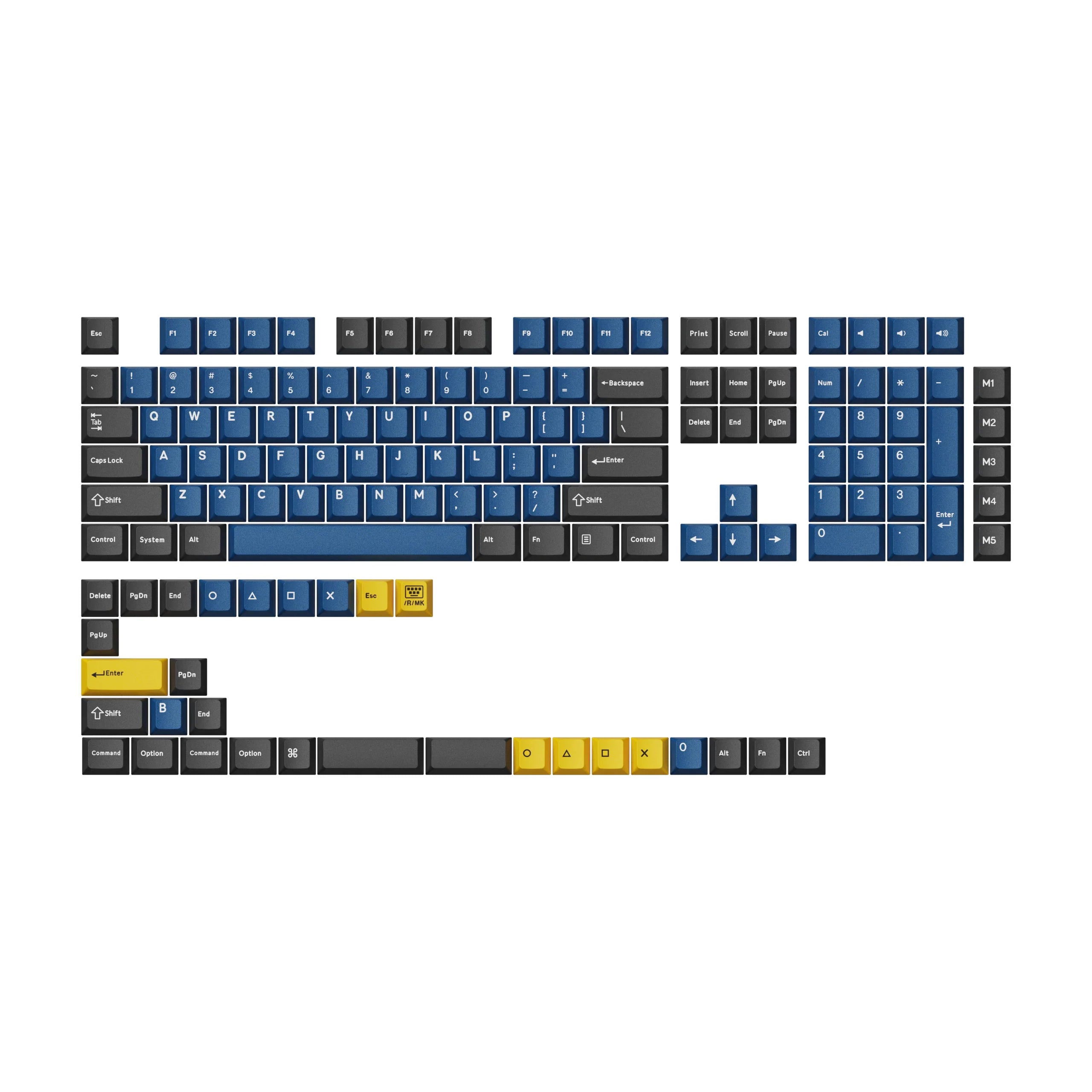 Cherry Profile Double-Shot PBT Full Set Keycaps - Dolch Red, Gray White Mint, - View 3