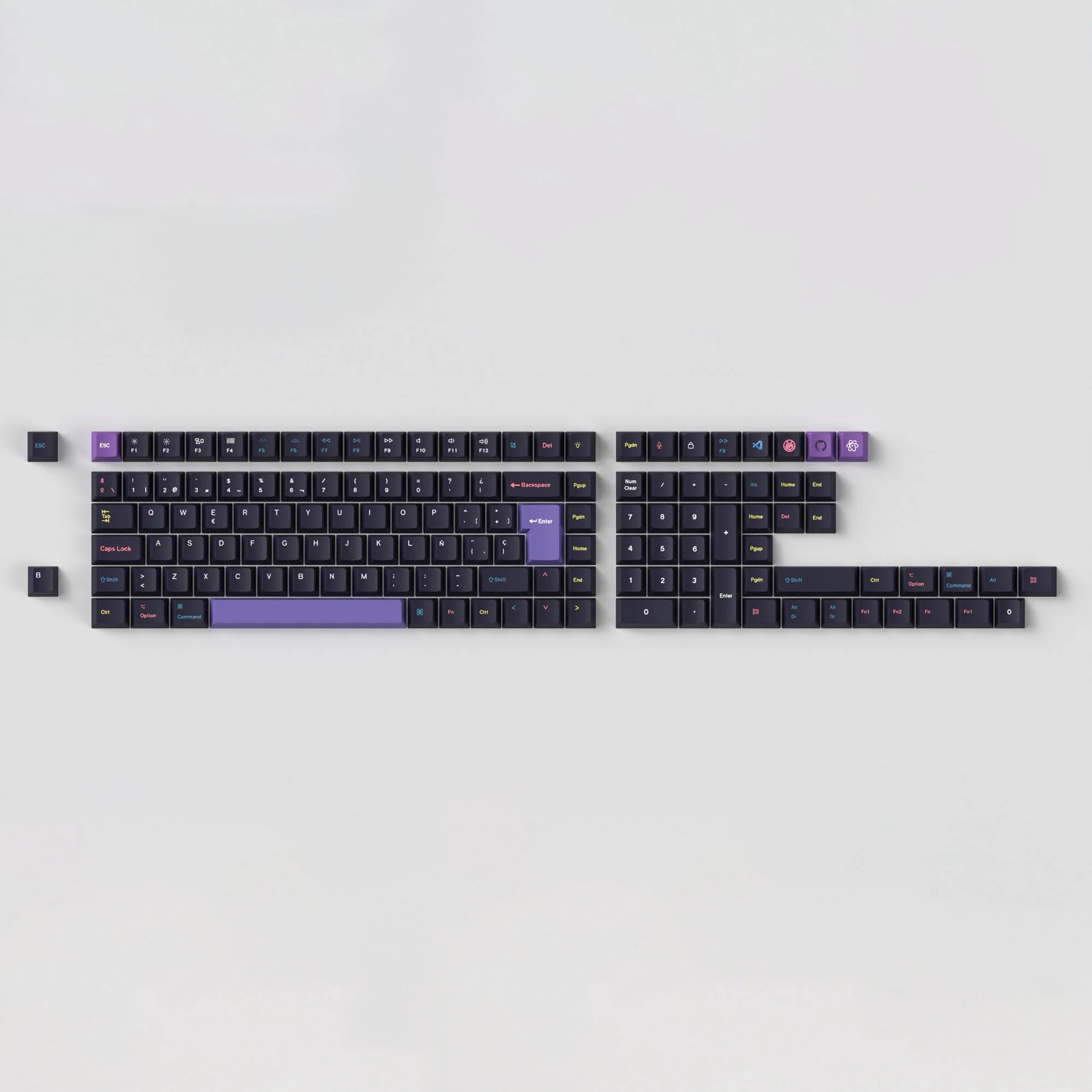 ISO Cherry Profile Dye-Sub PBT Full Set Keycap Set - Developer - View 2