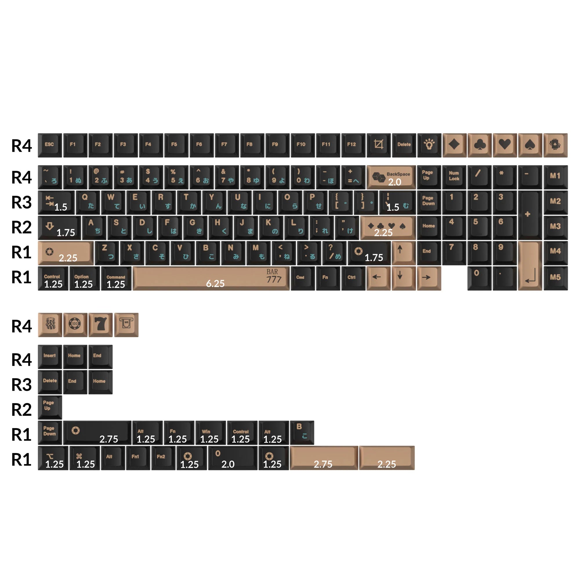 Golden Casino - Cherry Profile Dye-Sub PBT Full Keycap Set - View 2