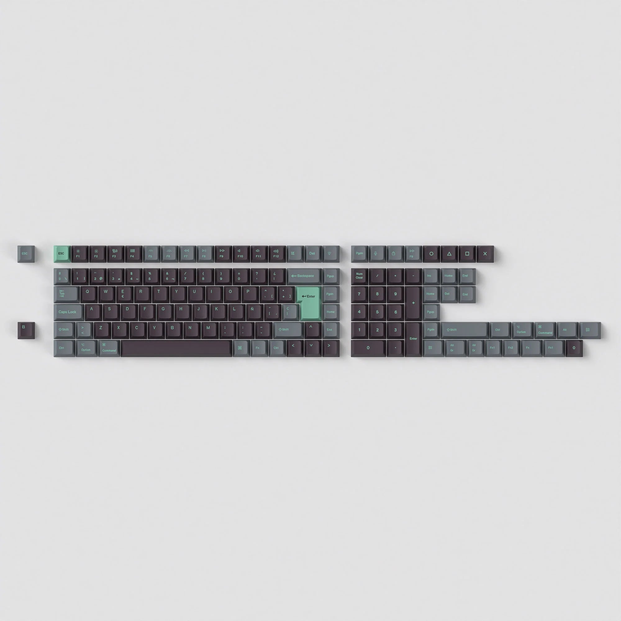 ISO Cherry Profile Dye-Sub PBT Full Set Keycap Set - Hacker Mint - View 2