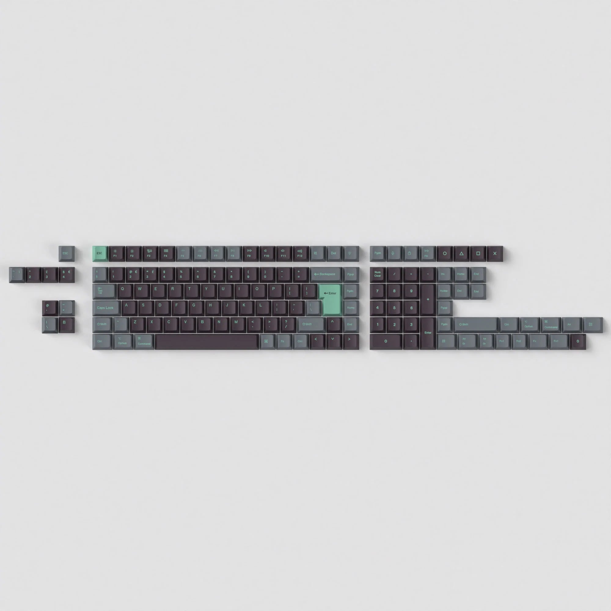 ISO Cherry Profile Dye-Sub PBT Full Set Keycap Set - Hacker Mint - View 6