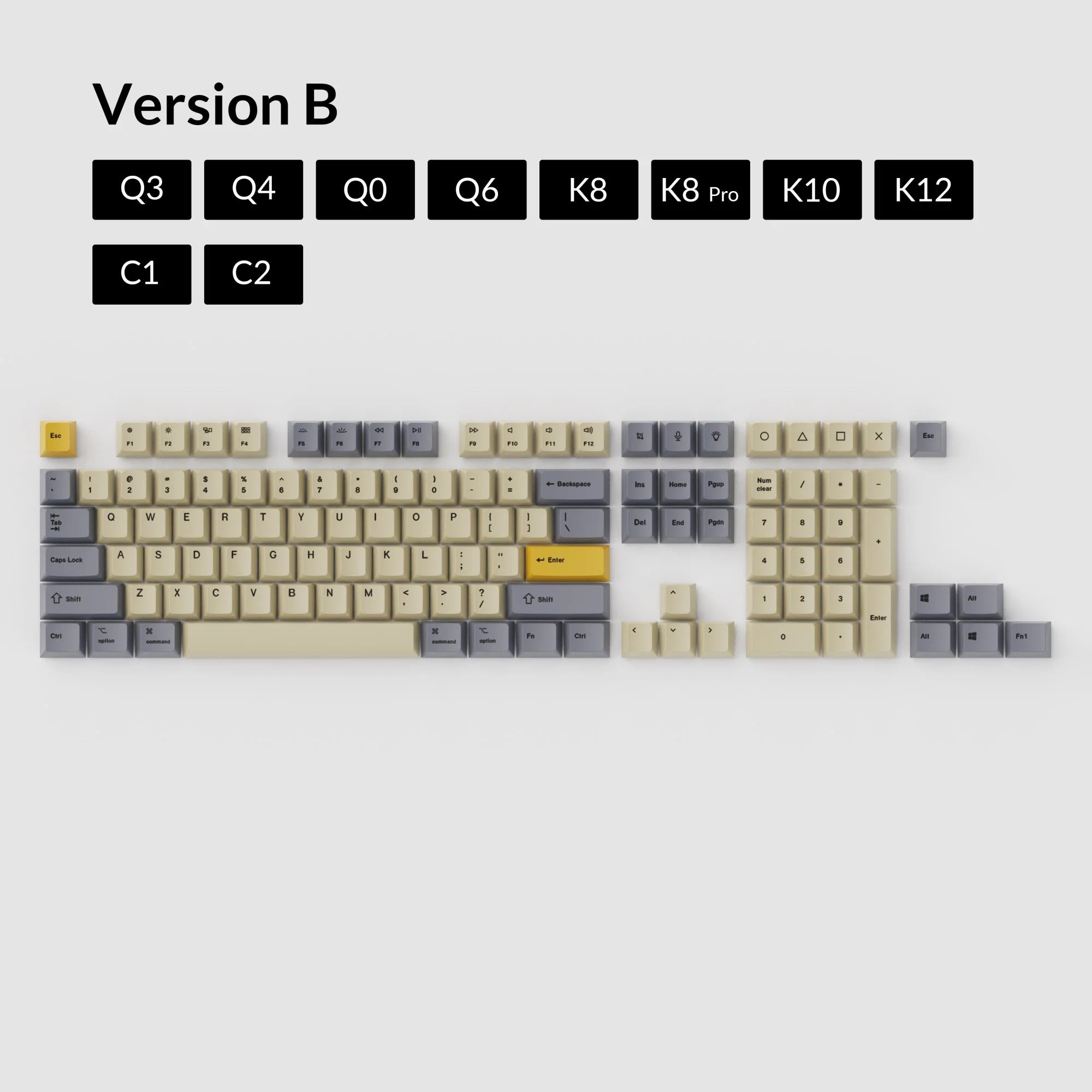 OEM Dye-Sub PBT Keycap Set - Wheat Grey - View 2