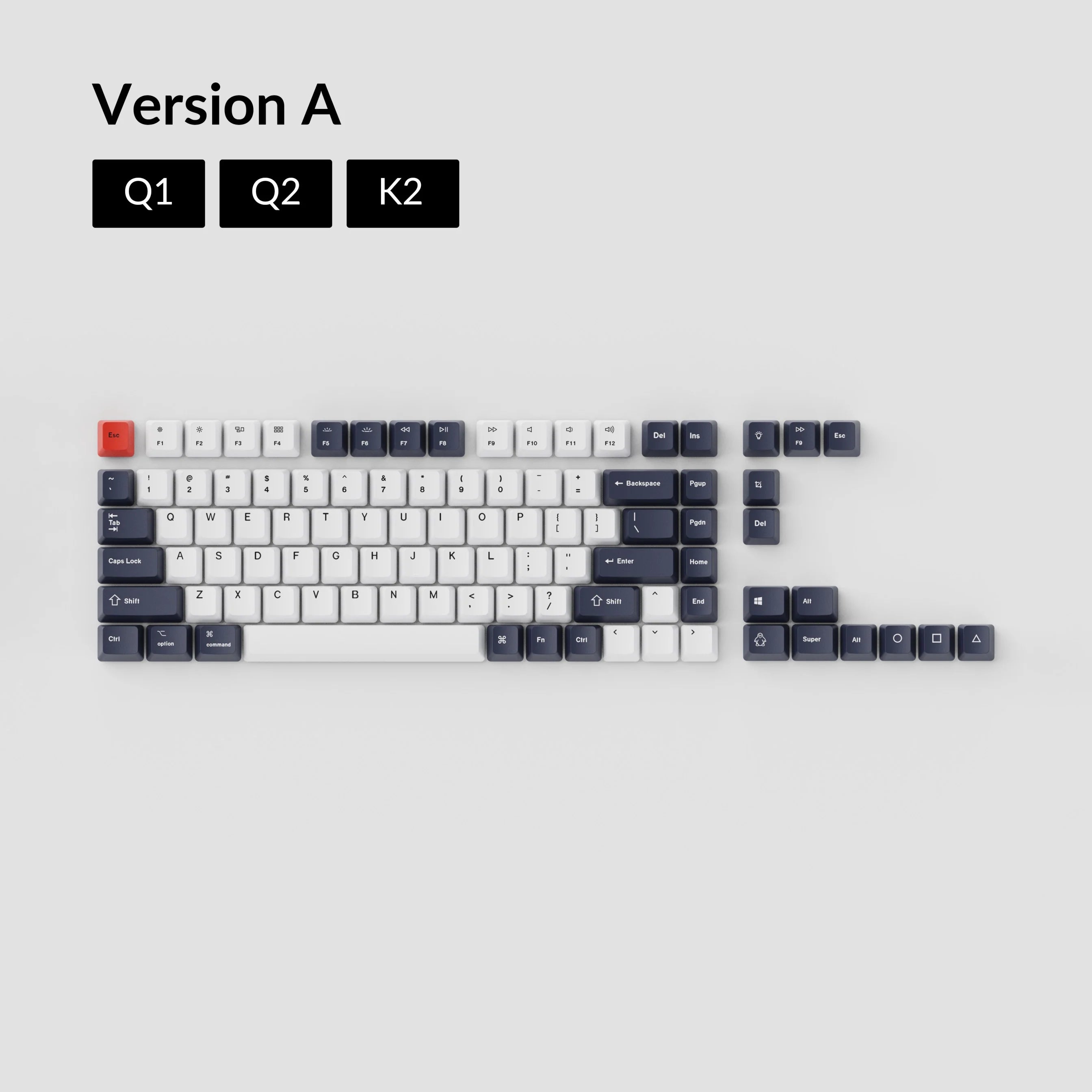 OEM Dye-Sub PBT Keycap Set - Bluish Black White - View 3
