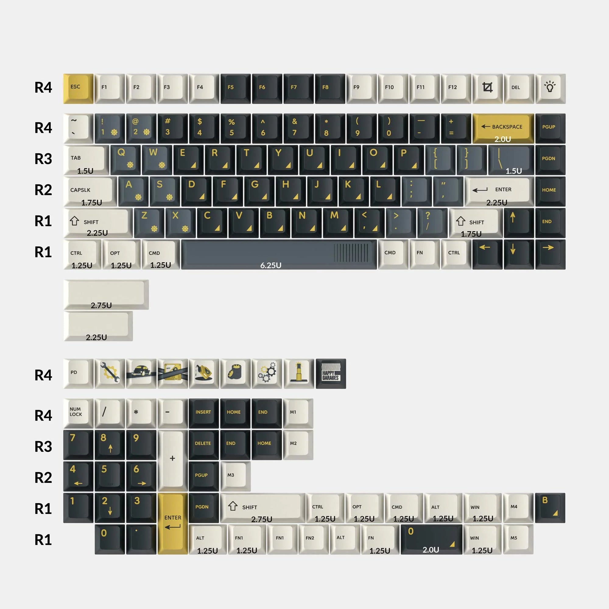 Retro Garage - Cherry Profile Dye-Sub PBT Full Keycap Set - View 2