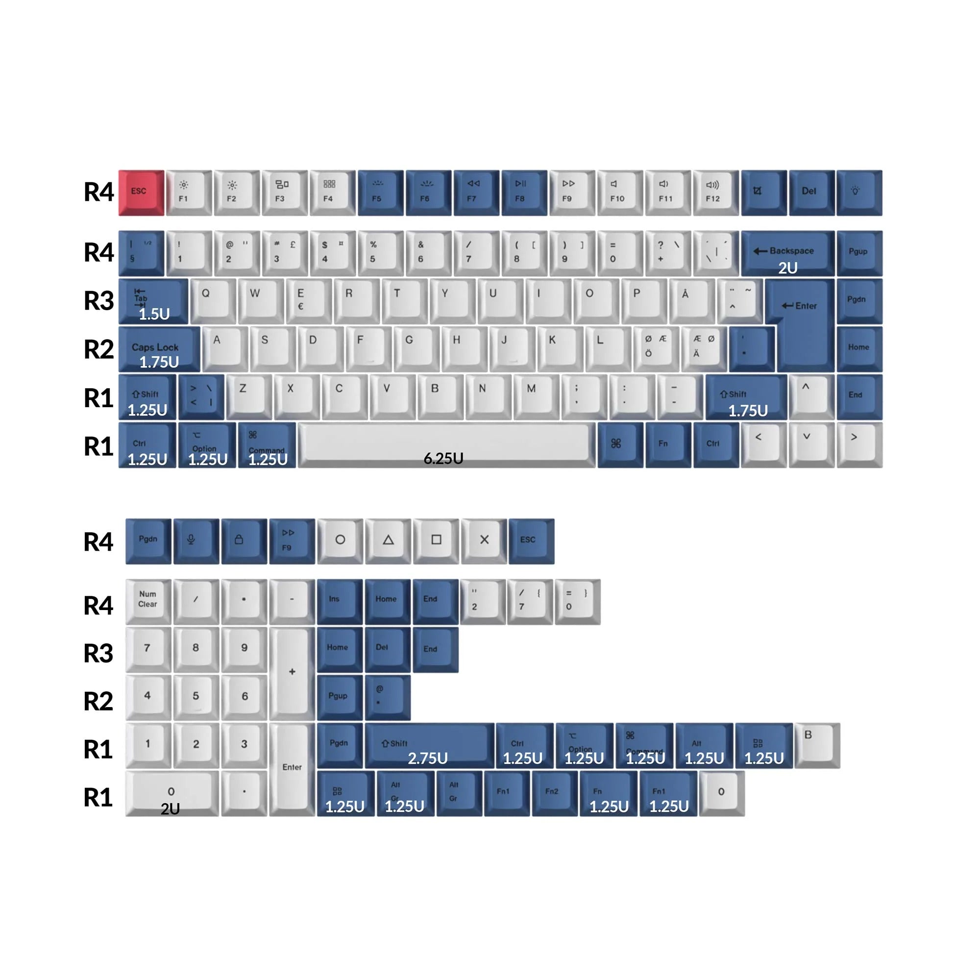 ISO Cherry Profile Dye-Sub PBT Full Set Keycap Set - Modern Blue - View 2