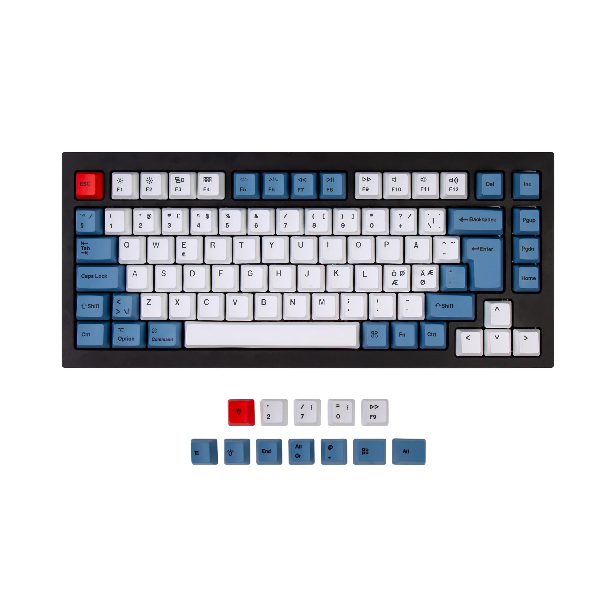 ISO Q1 & Q1 Pro & V1 & K2 & K2 Pro OEM Dye-Sub PBT Keycap Set - Blue - View 2