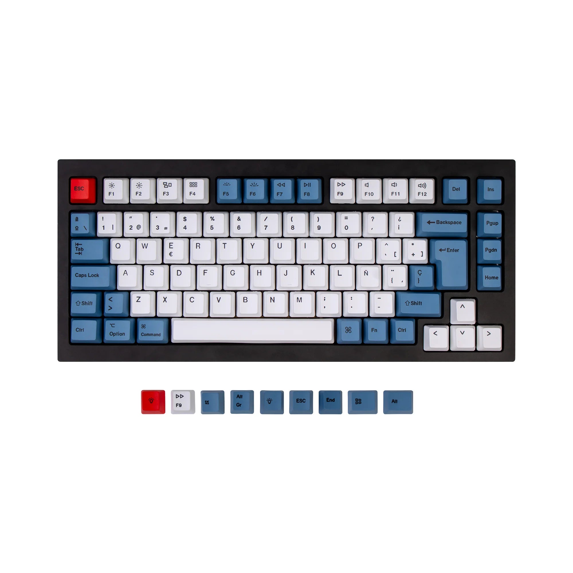 ISO Q1 & Q1 Pro & V1 & K2 & K2 Pro OEM Dye-Sub PBT Keycap Set - Blue - View 3