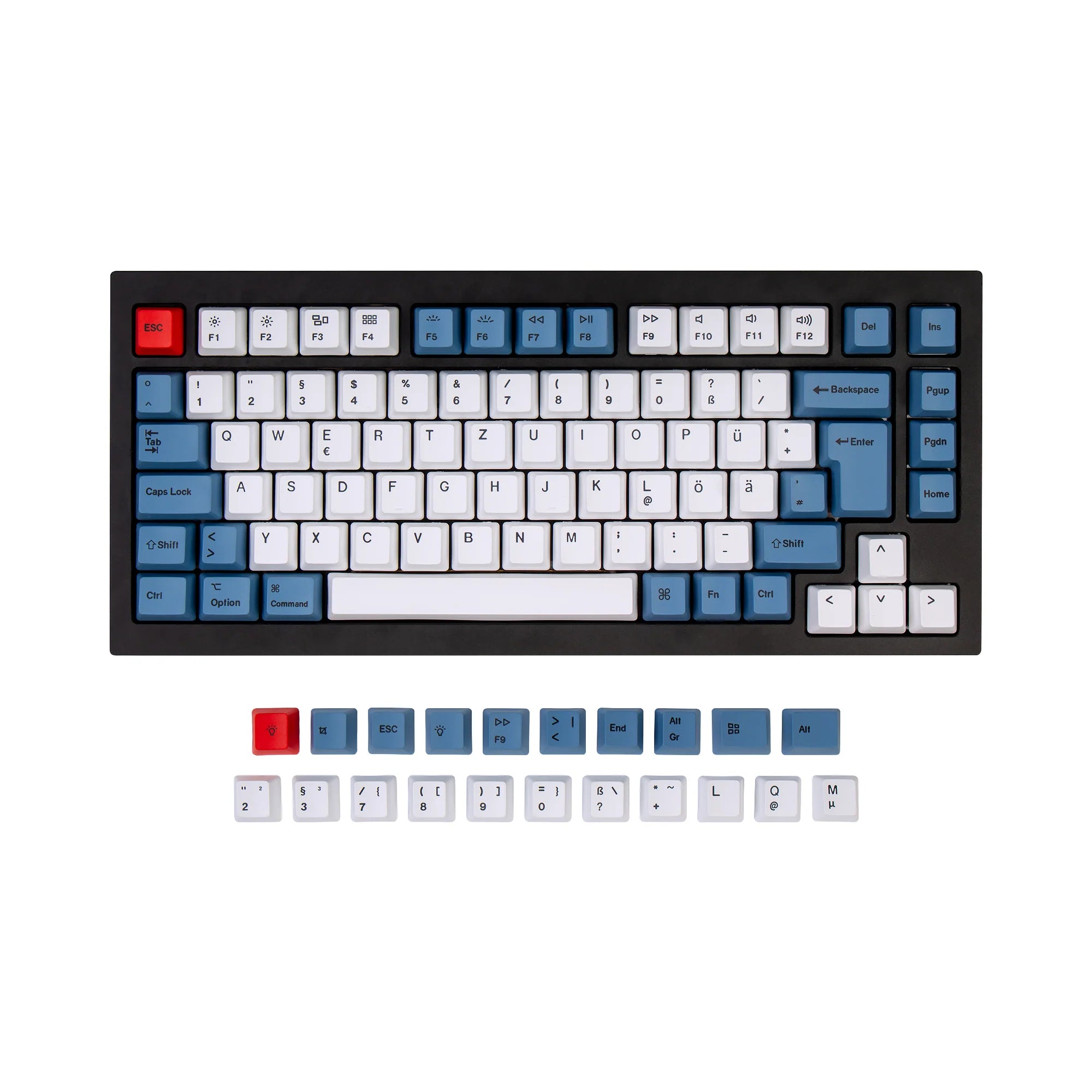 ISO Q1 & Q1 Pro & V1 & K2 & K2 Pro OEM Dye-Sub PBT Keycap Set - Blue - View 6