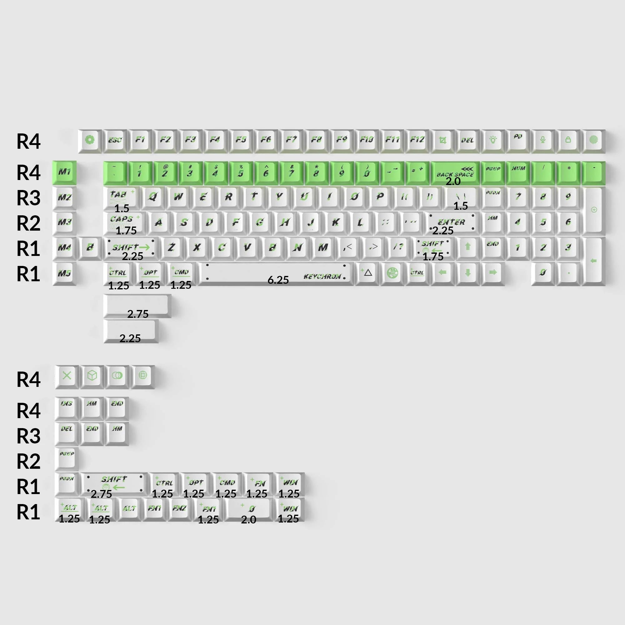 Green Pulsation - Cherry Profile Dye-Sub PBT Full Keycap Set - View 2