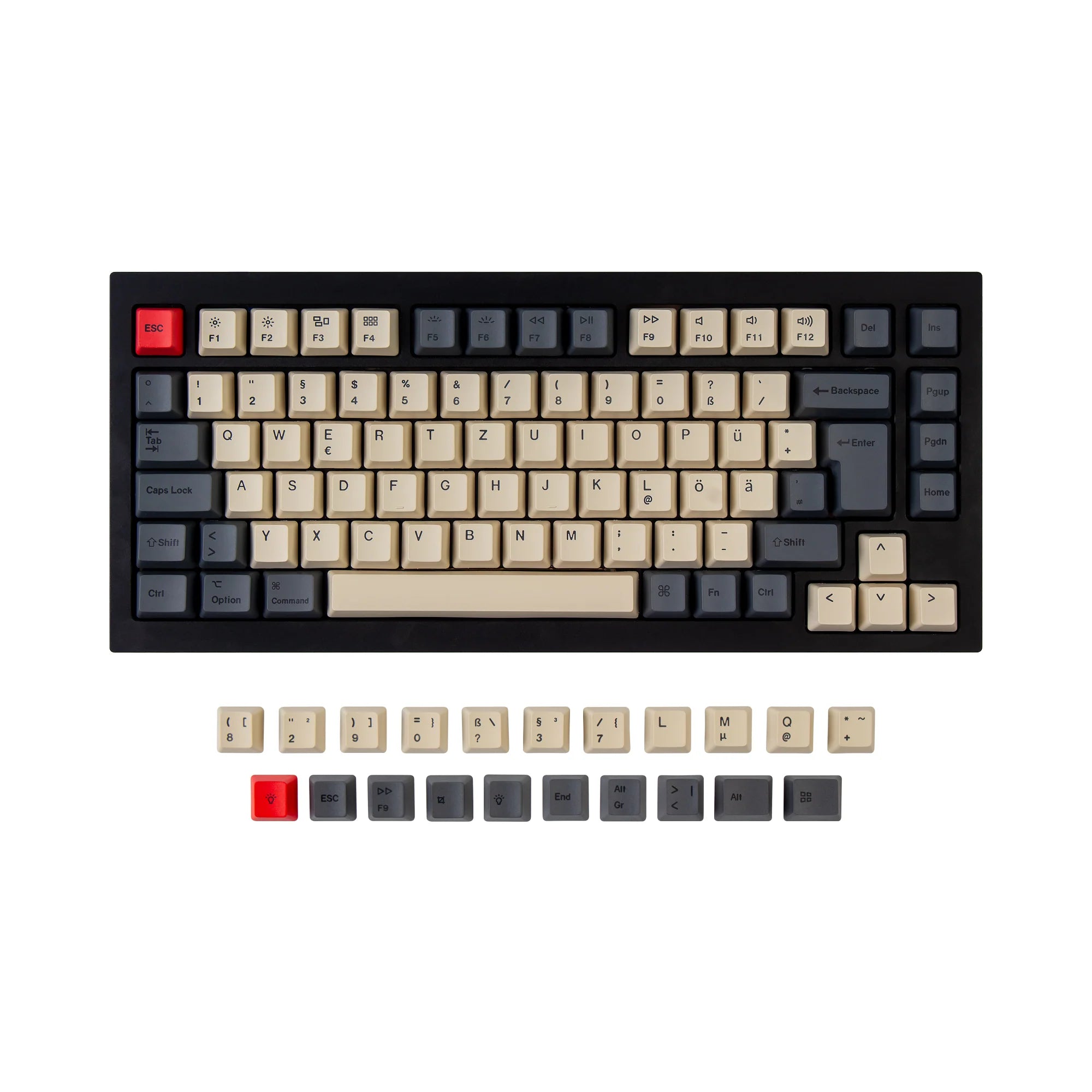 ISO Q1 & Q1 Pro & V1 & K2 & K2 Pro OEM Dye-Sub PBT Keycap Set - Carbon - View 2