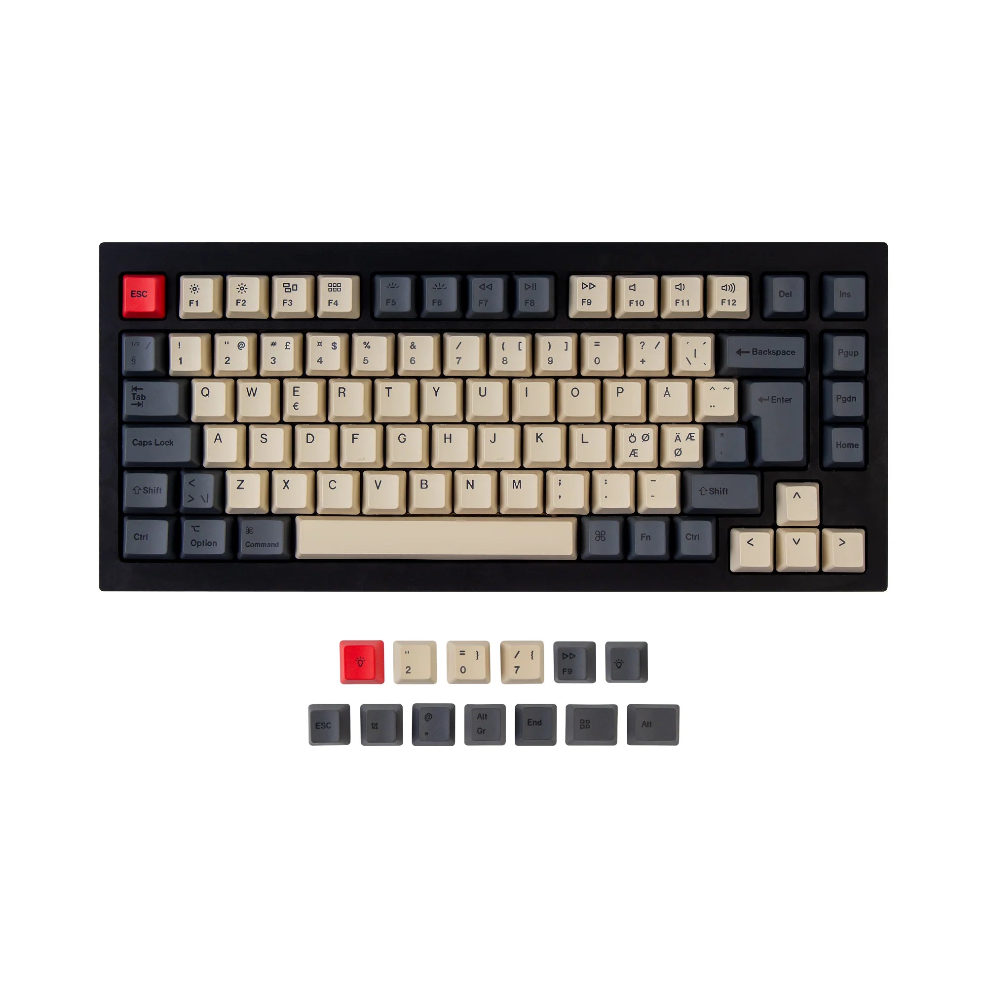 ISO Q1 & Q1 Pro & V1 & K2 & K2 Pro OEM Dye-Sub PBT Keycap Set - Carbon - View 3