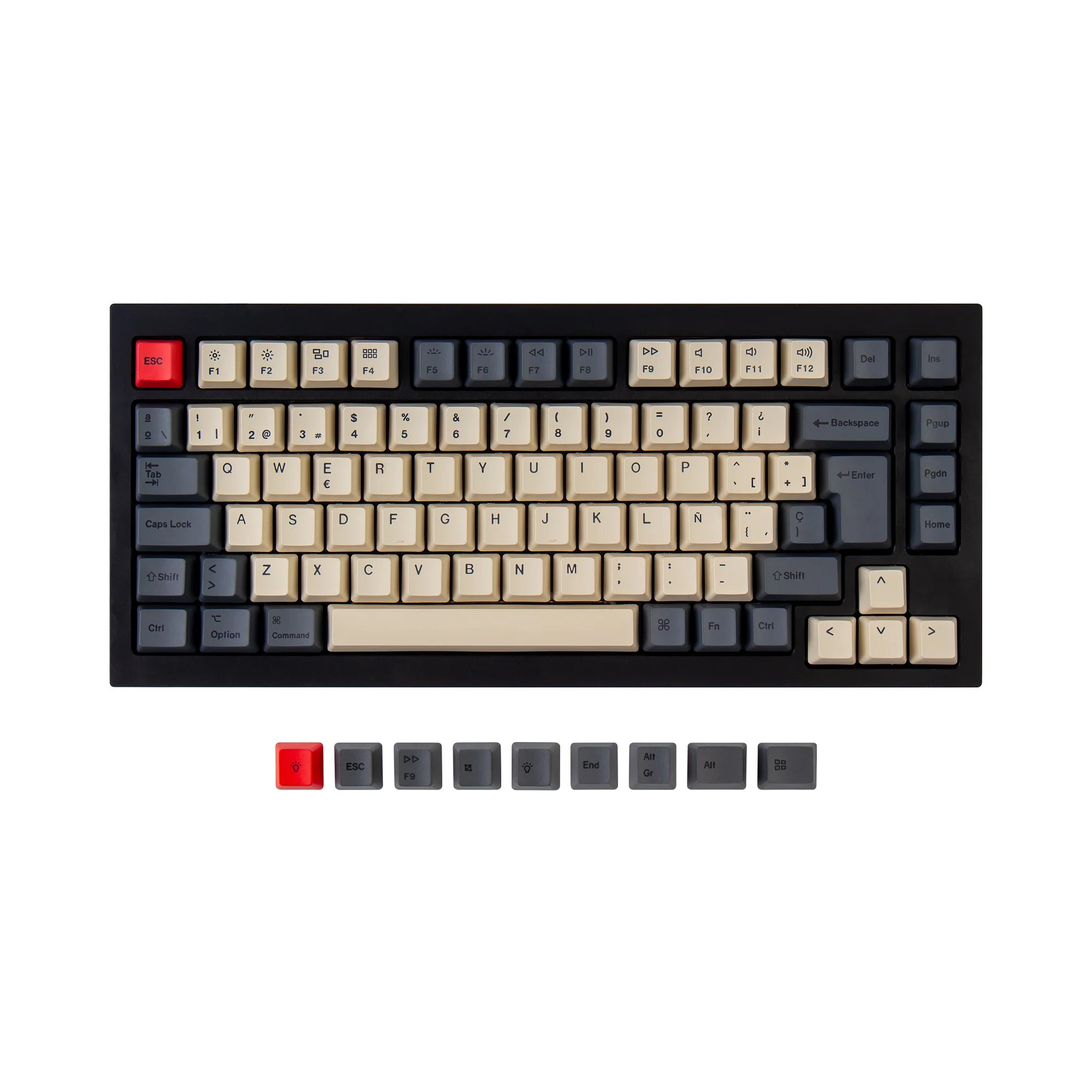 ISO Q1 & Q1 Pro & V1 & K2 & K2 Pro OEM Dye-Sub PBT Keycap Set - Carbon - View 6
