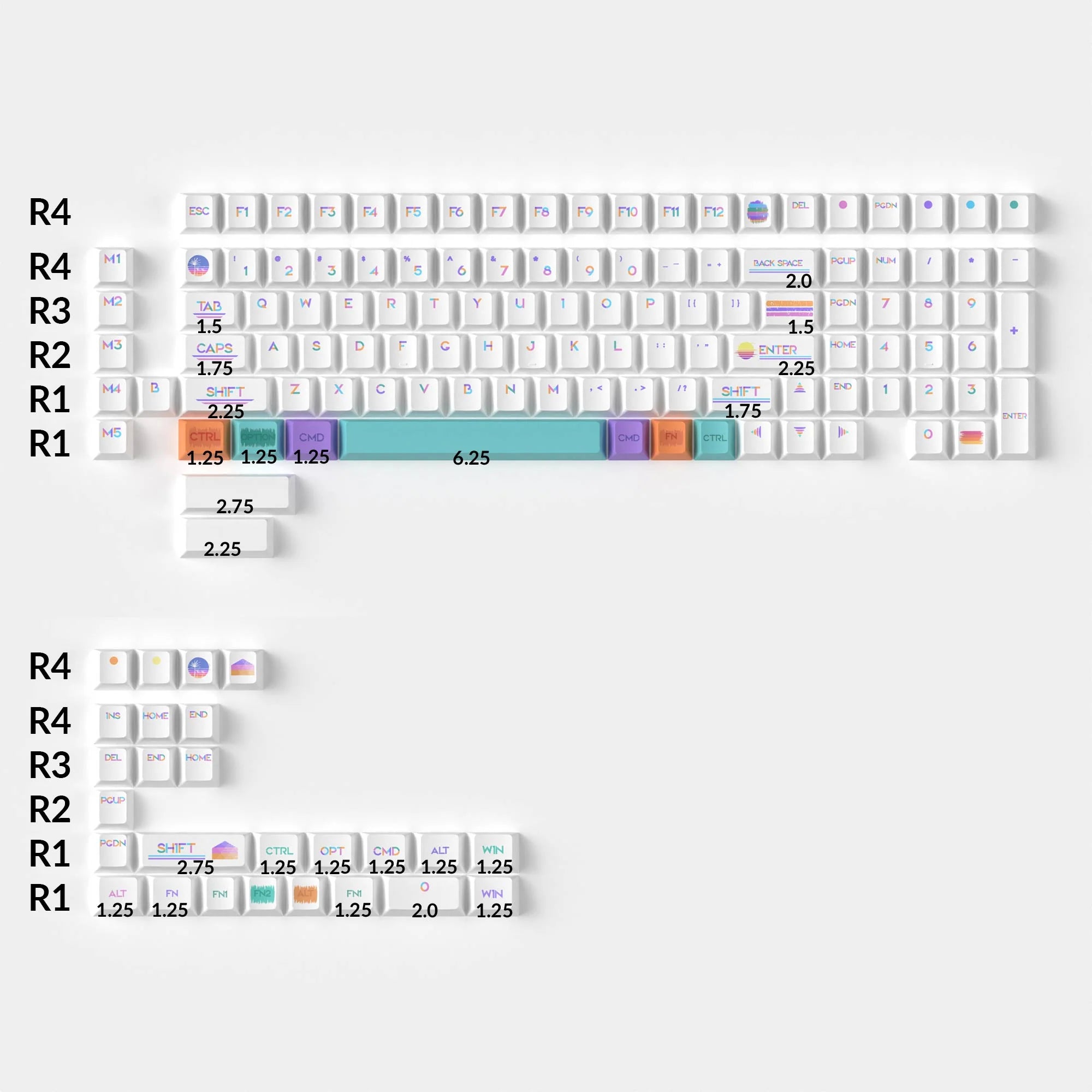 Pixel Sunset - Cherry Profile Dye-Sub PBT Full Keycap Set - View 2