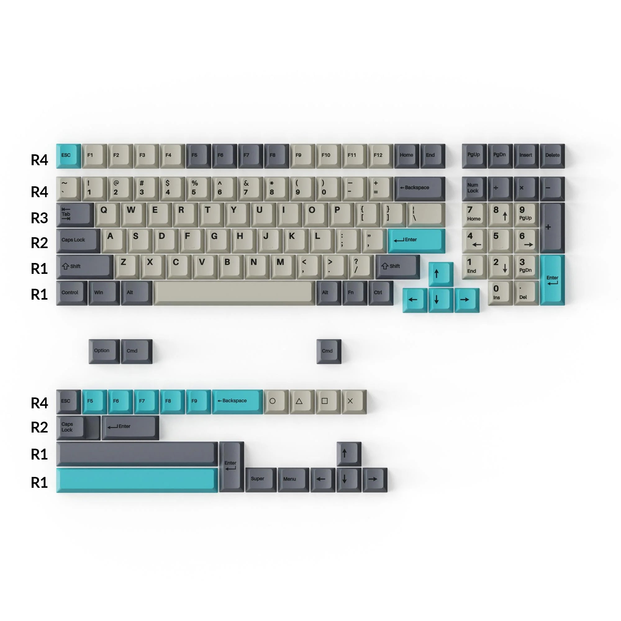 Cherry Profile Double - Shot PBT Full Set Keycaps - Dolch Blue - View 2