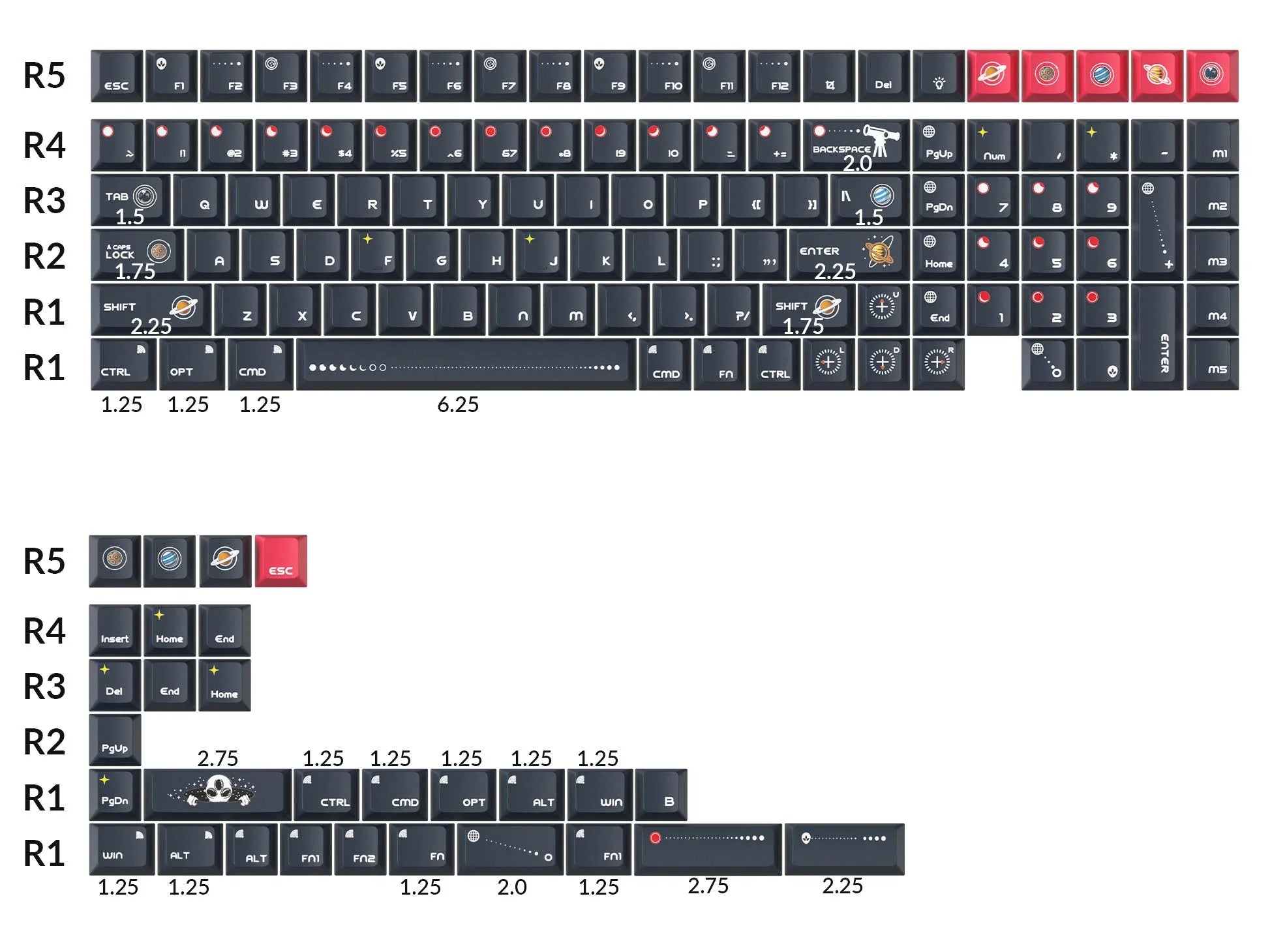 Cosmic Galaxy - Cherry Profile Dye-Sub PBT Full Keycap Set - View 2