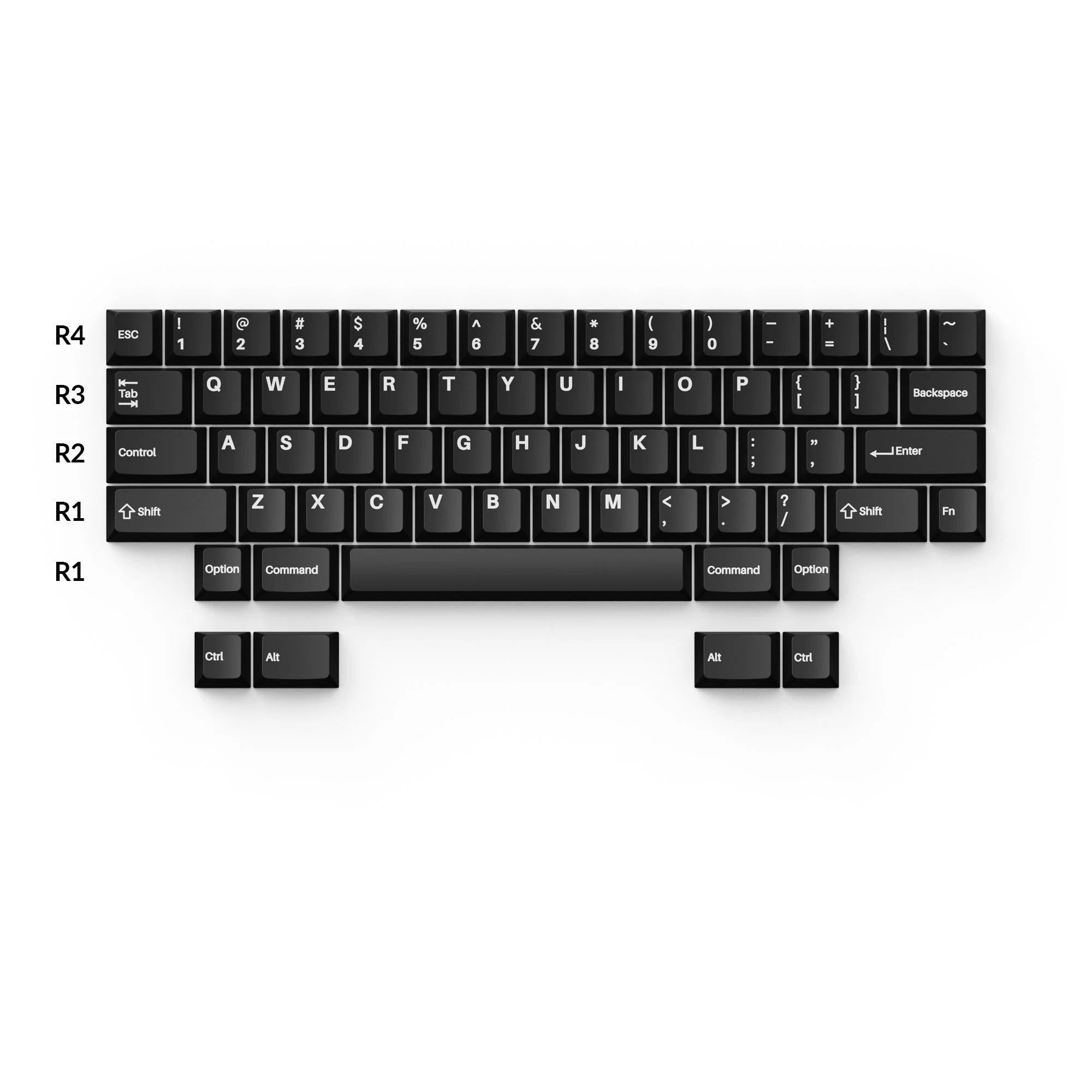 Cherry Profile Double - Shot PBT Full Set Keycaps - White on Black - Wob - View 3