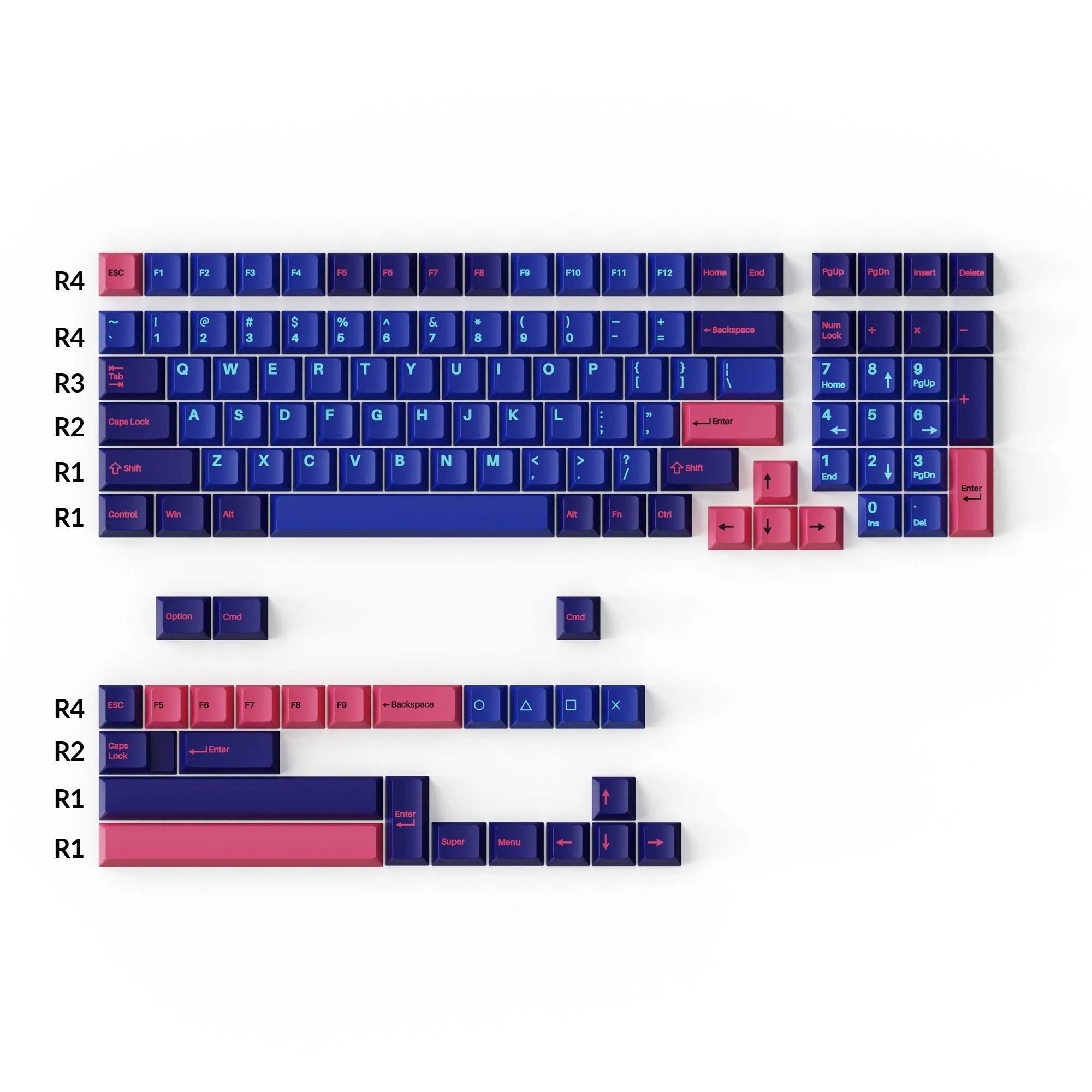 Cherry Profile Double - Shot PBT Full Set Keycaps - Player - View 2