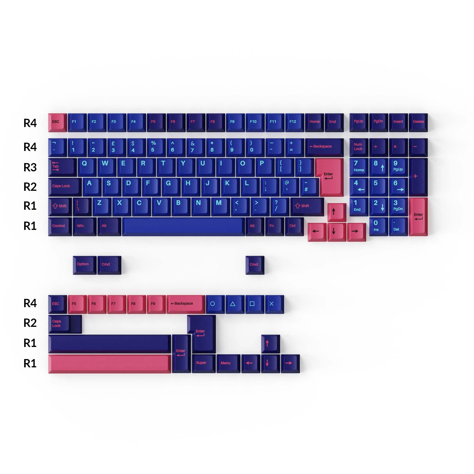 Cherry Profile Double - Shot PBT Full Set Keycaps - Player - View 5