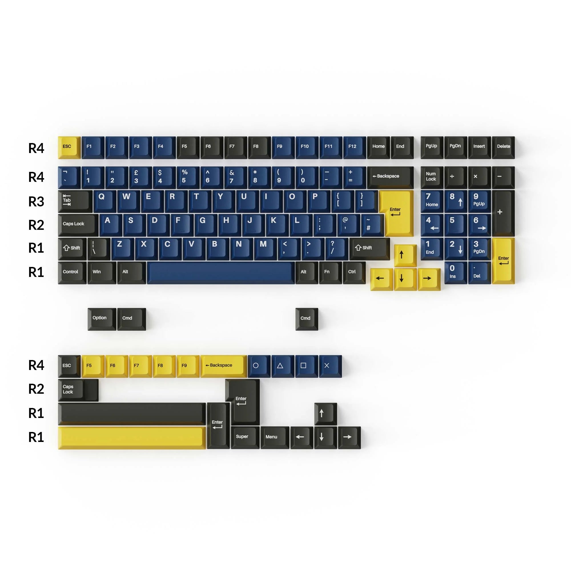 Cherry Profile Double - Shot PBT Full Set Keycaps - Royal - View 5