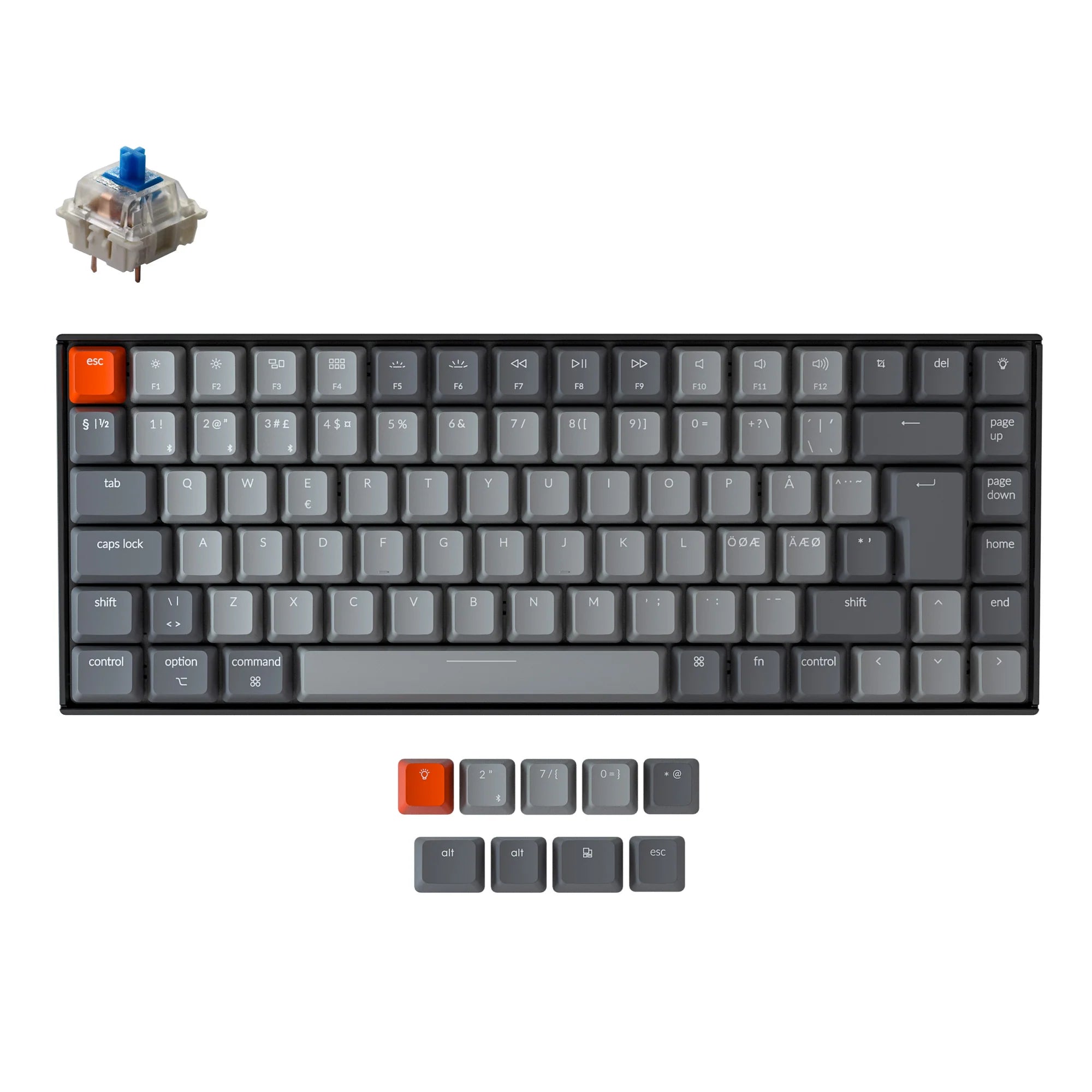 Keychron K2 Wireless Mechanical Keyboard (Nordic ISO Layout) - Version 2 - View 2