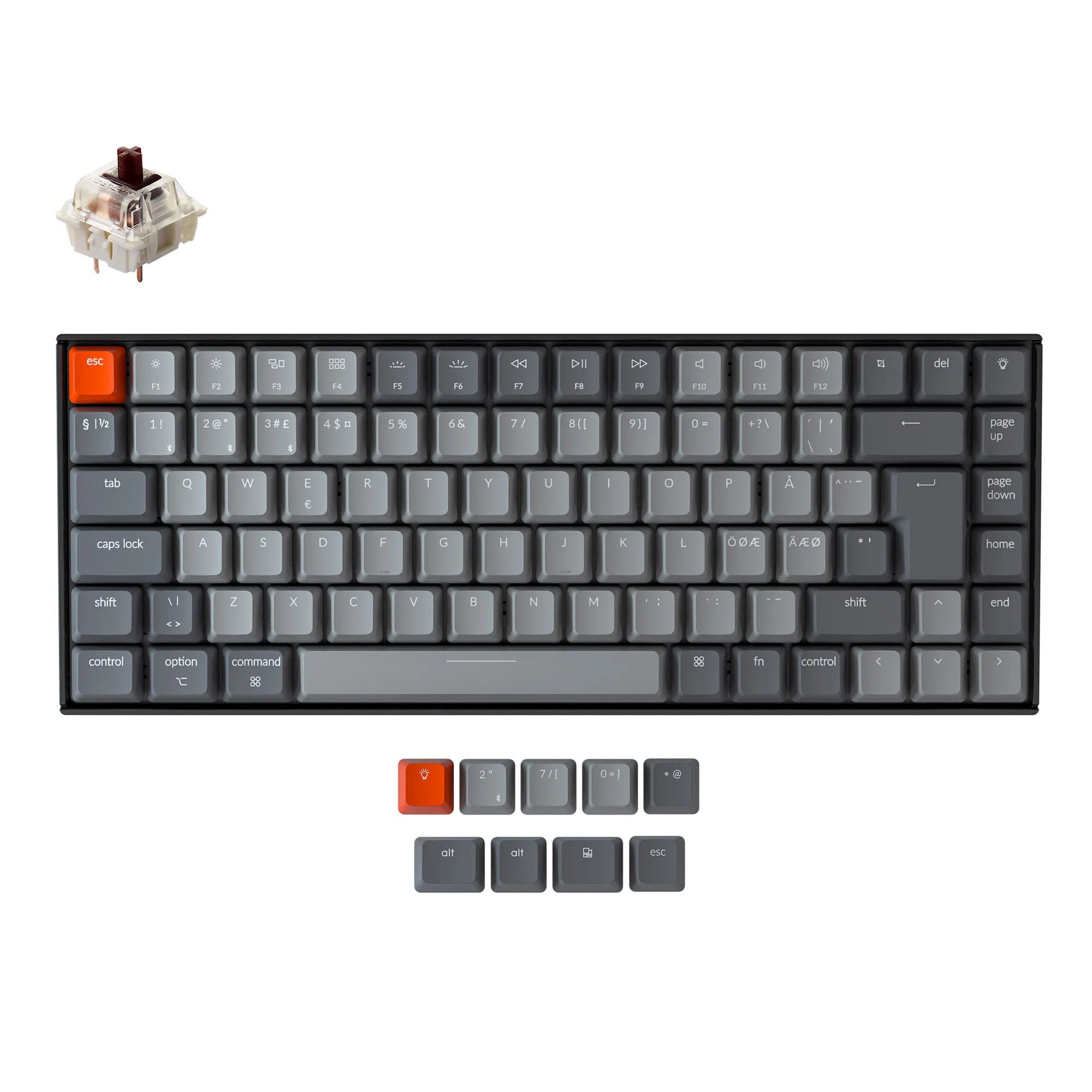 Keychron K2 Wireless Mechanical Keyboard (Nordic ISO Layout) - Version 2 - View 3