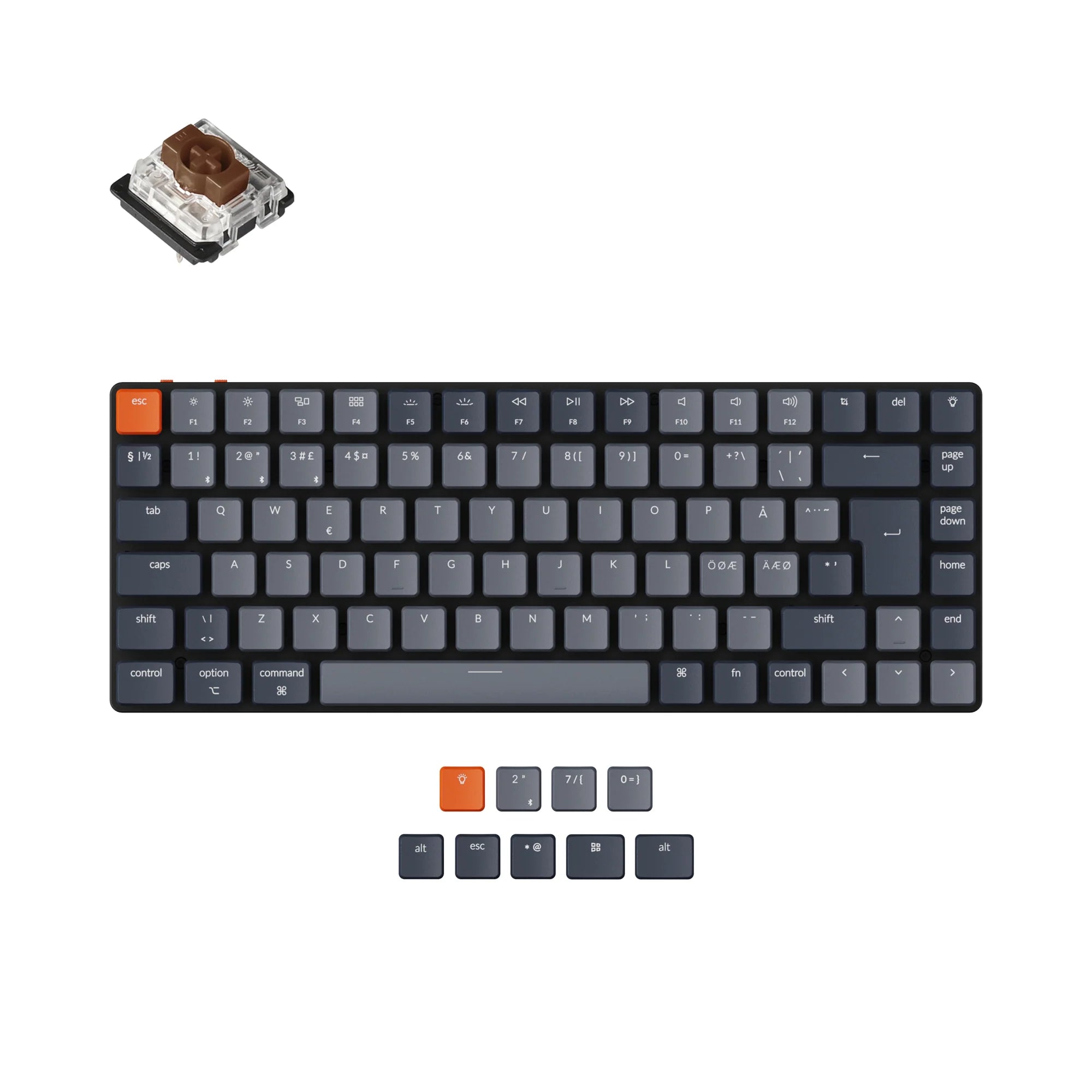 Keychron K3 Ultra-slim Wireless Mechanical Keyboard (Nordic ISO Layout) - - View 3