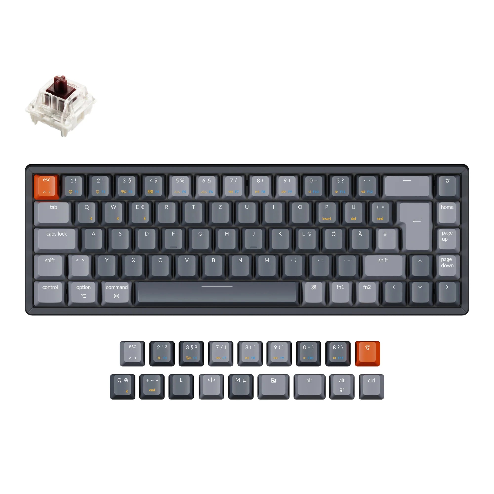 Keychron K6 Wireless Mechanical Keyboard (German ISO-DE Layout) - View 3