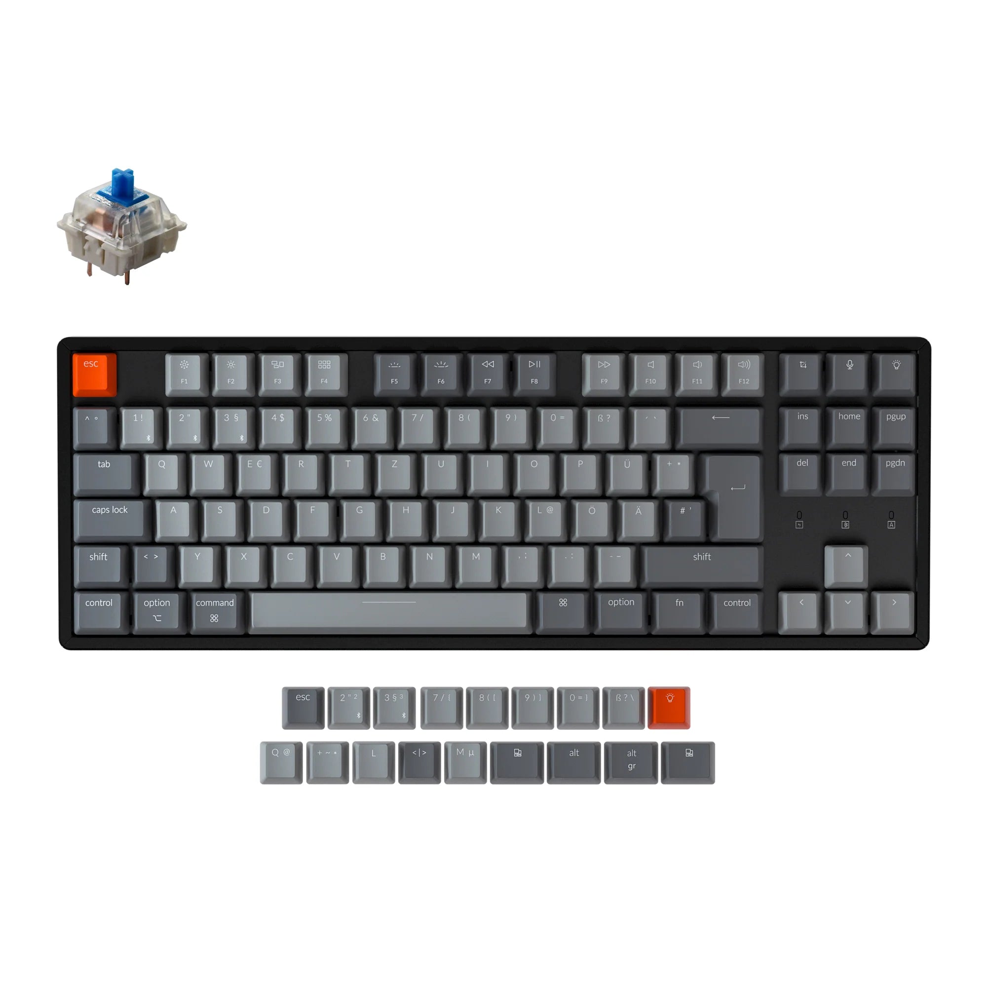Keychron K8 Wireless Mechanical Keyboard (German ISO-DE Layout) - View 2
