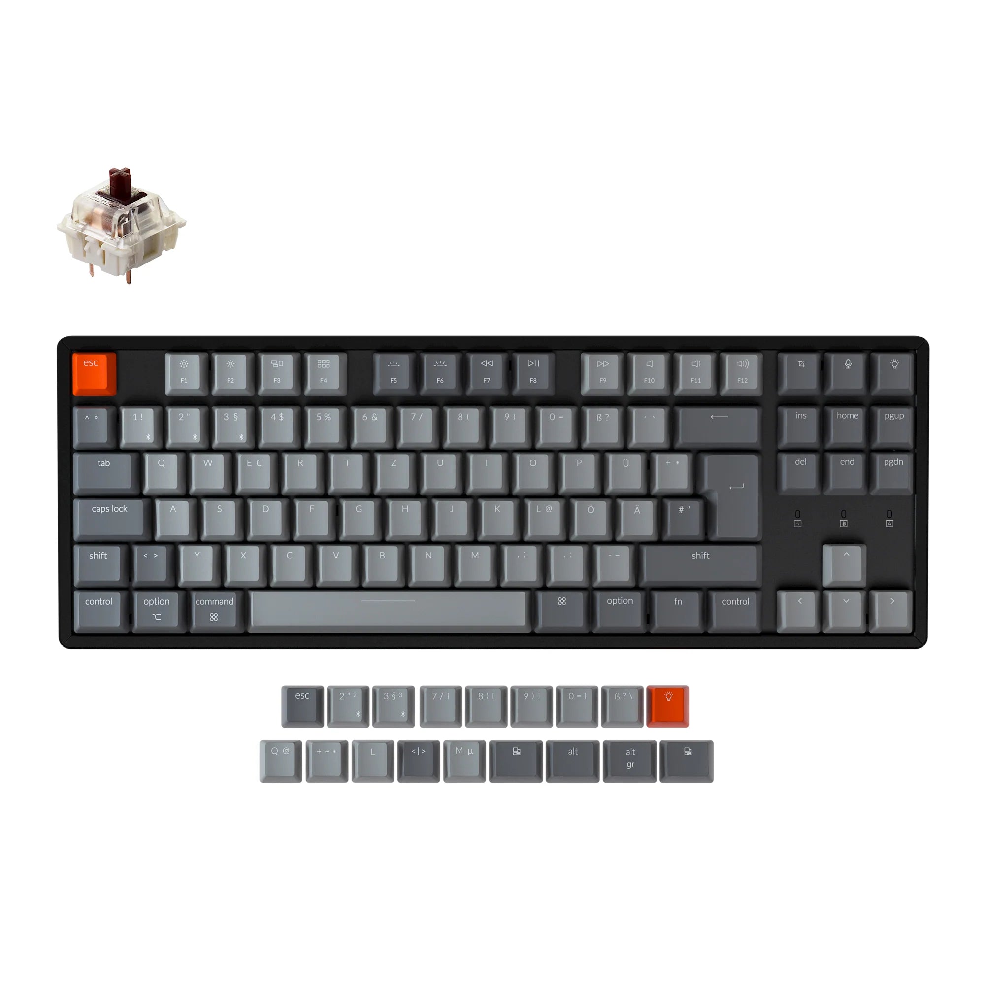 Keychron K8 Wireless Mechanical Keyboard (German ISO-DE Layout) - View 3