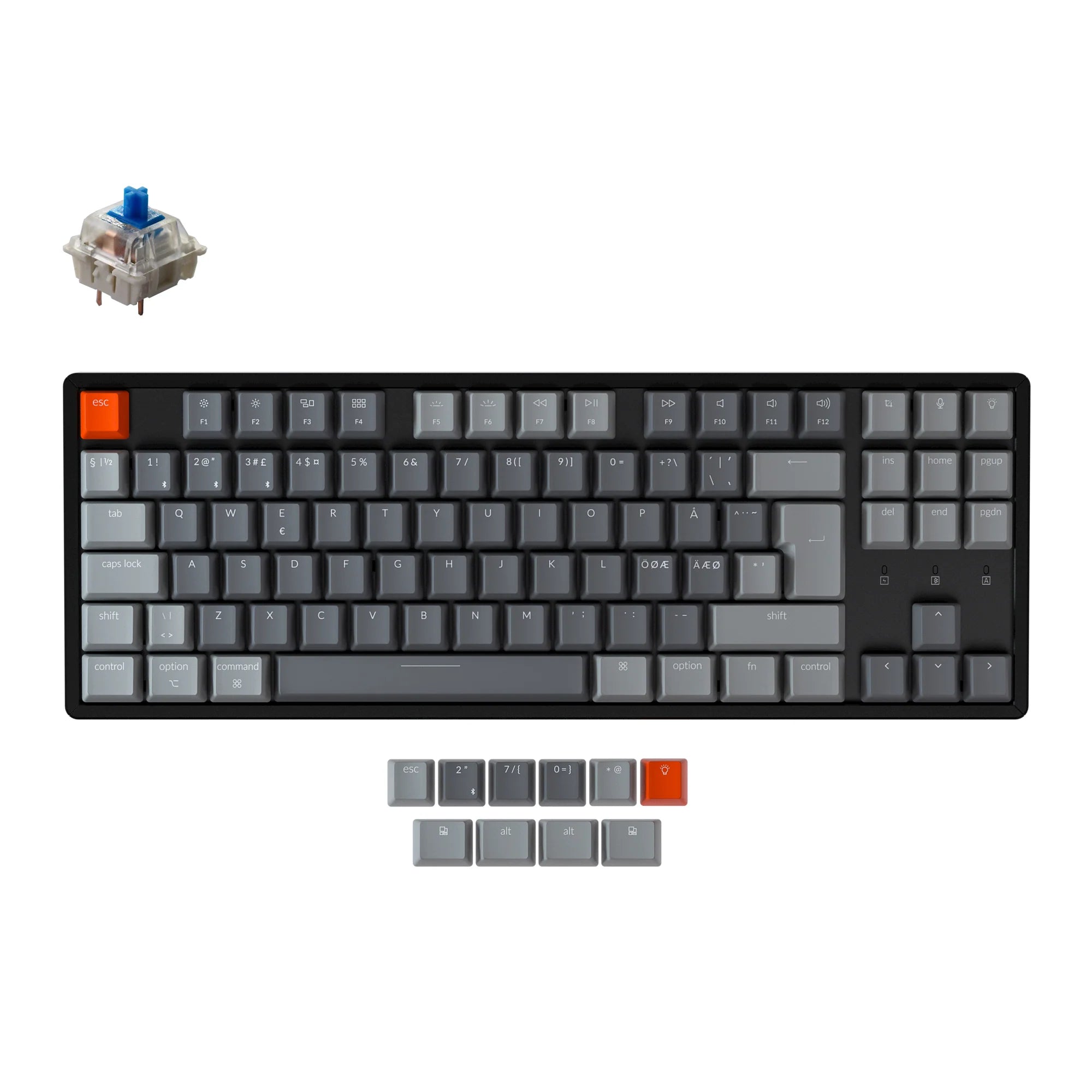 Keychron K8 Wireless Mechanical Keyboard (Nordic ISO Layout) - View 2