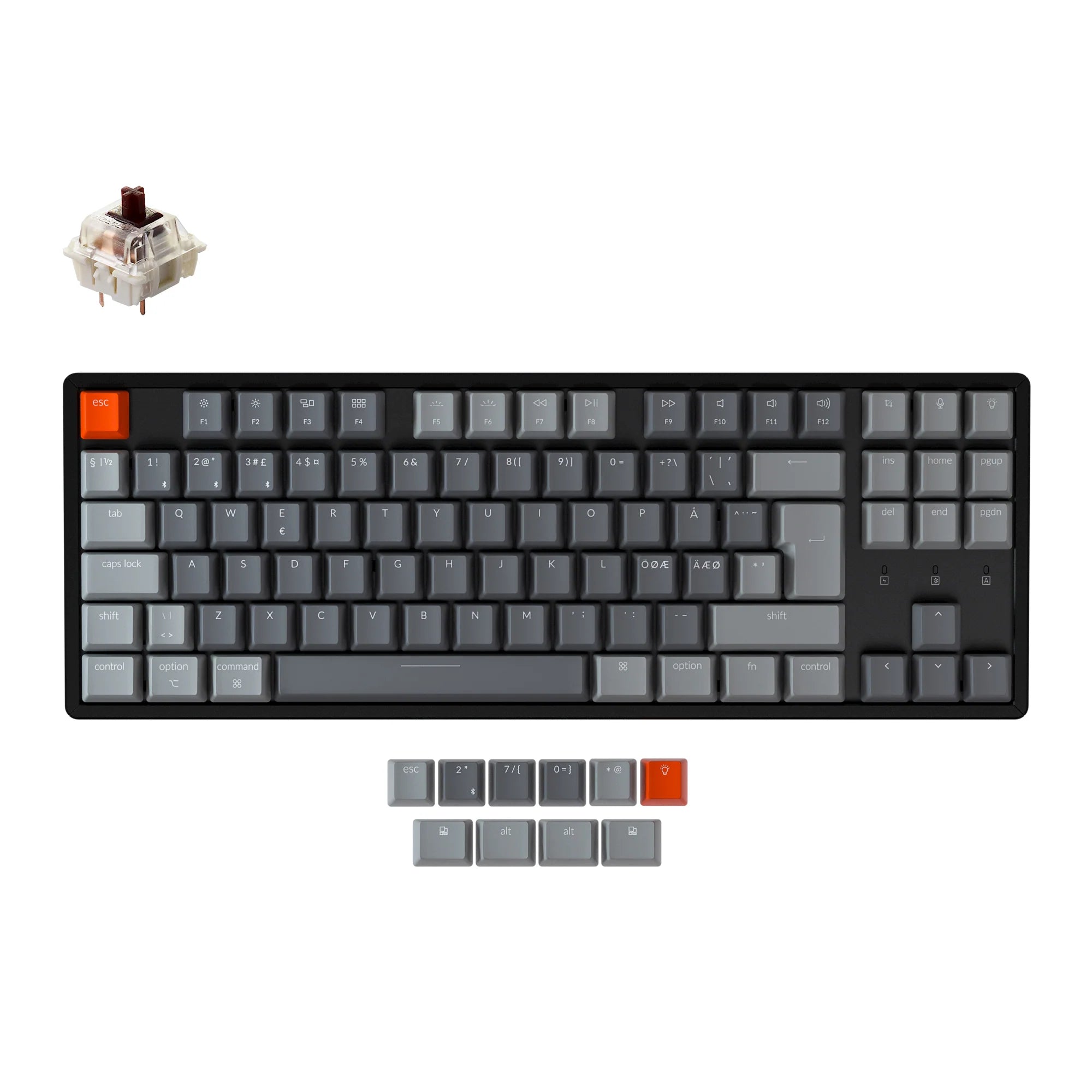Keychron K8 Wireless Mechanical Keyboard (Nordic ISO Layout) - View 3