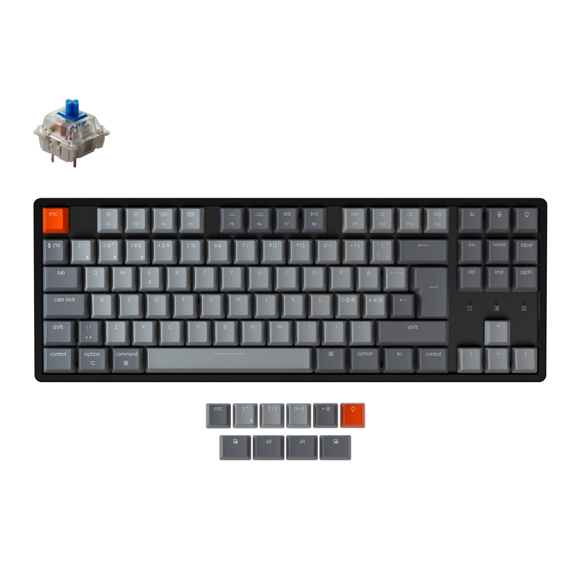 Keychron K8 Wireless Mechanical Keyboard (Nordic ISO Layout) - View 5