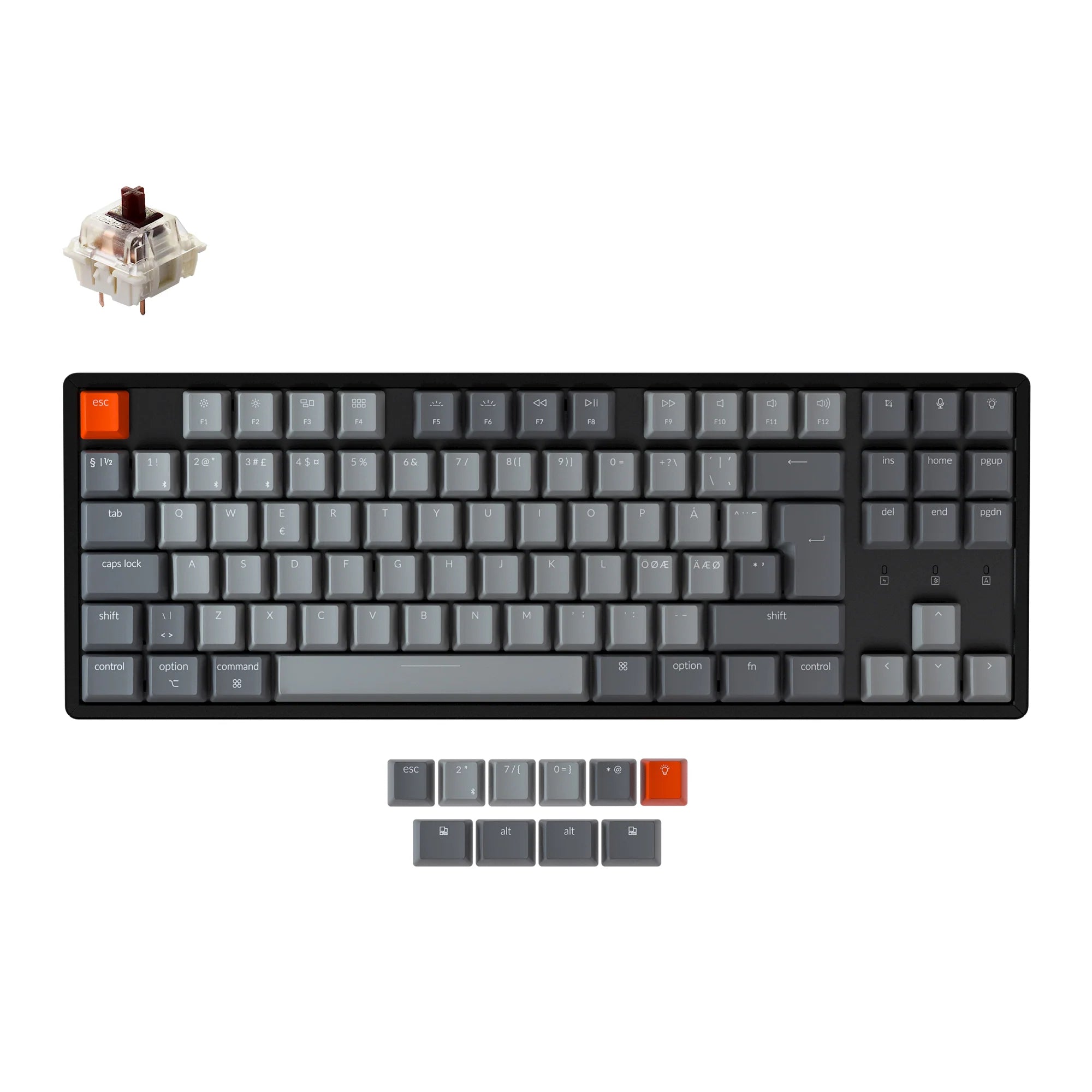 Keychron K8 Wireless Mechanical Keyboard (Nordic ISO Layout) - View 6