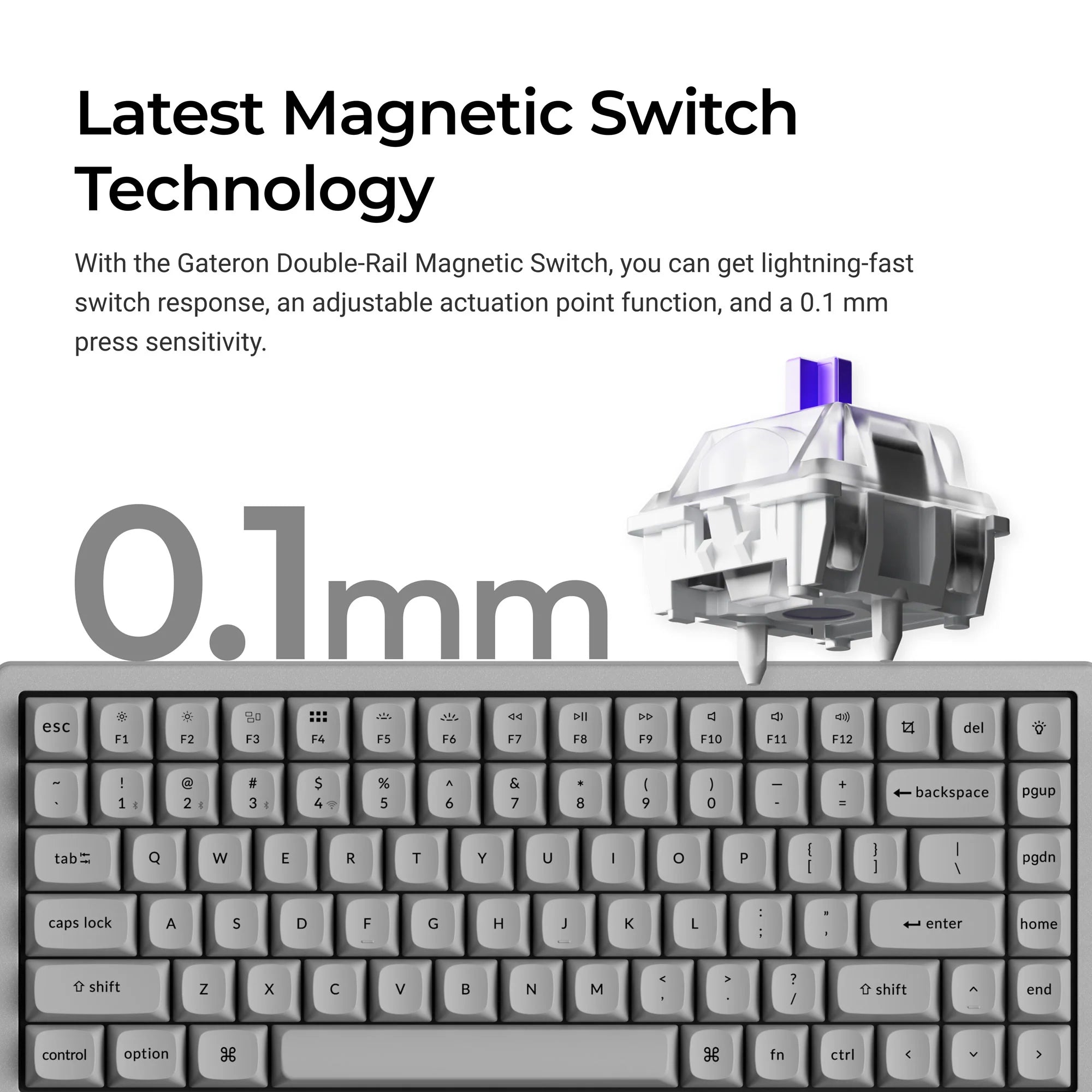 Keychron K2 HE Wireless Magnetic Switch Custom Keyboard - Concrete Edition - View 2