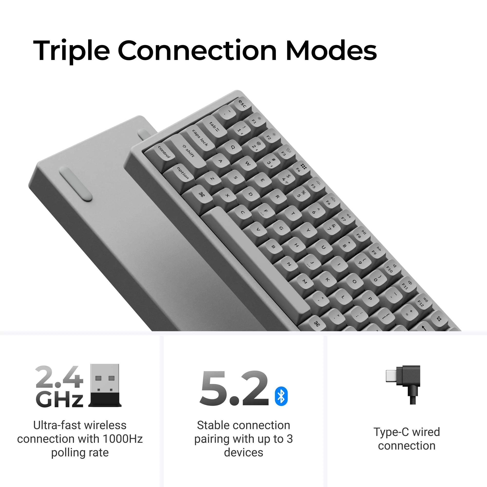 Keychron K2 HE Wireless Magnetic Switch Custom Keyboard - Concrete Edition - View 4