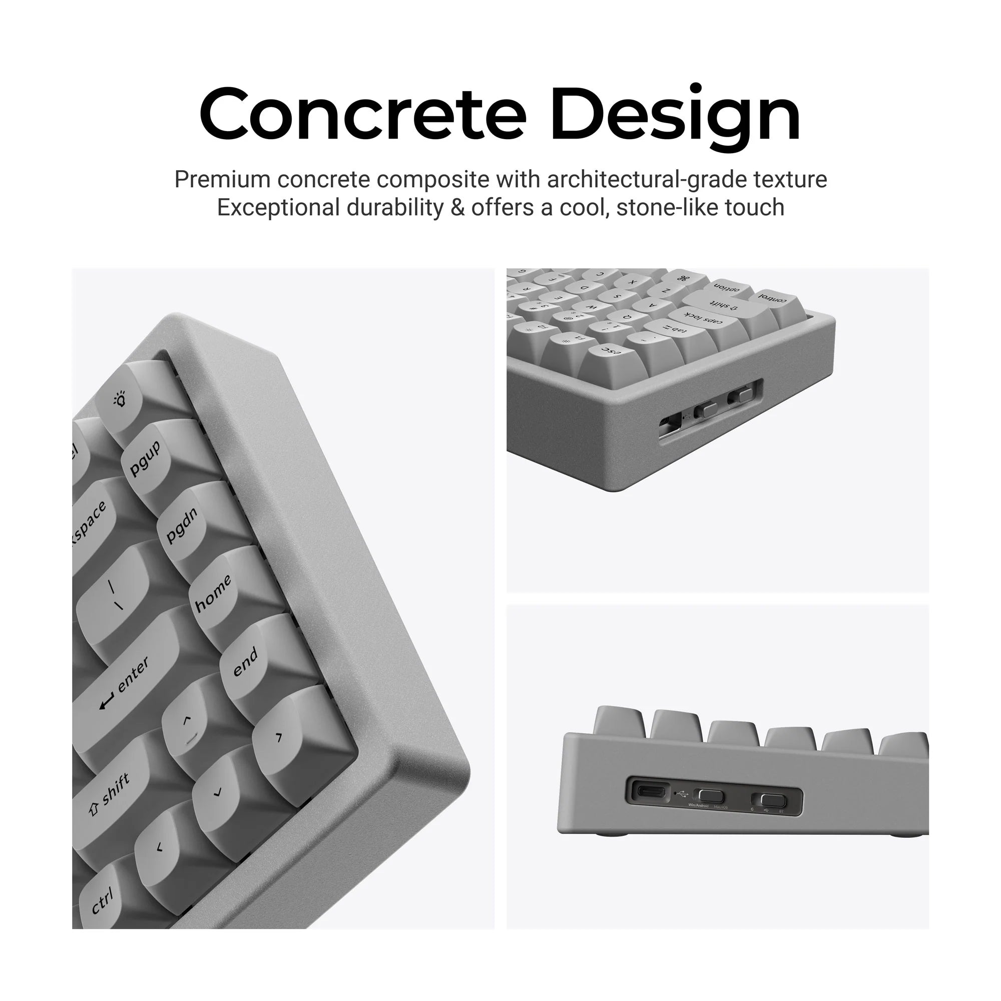 Keychron K2 HE Wireless Magnetic Switch Custom Keyboard - Concrete Edition - View 5