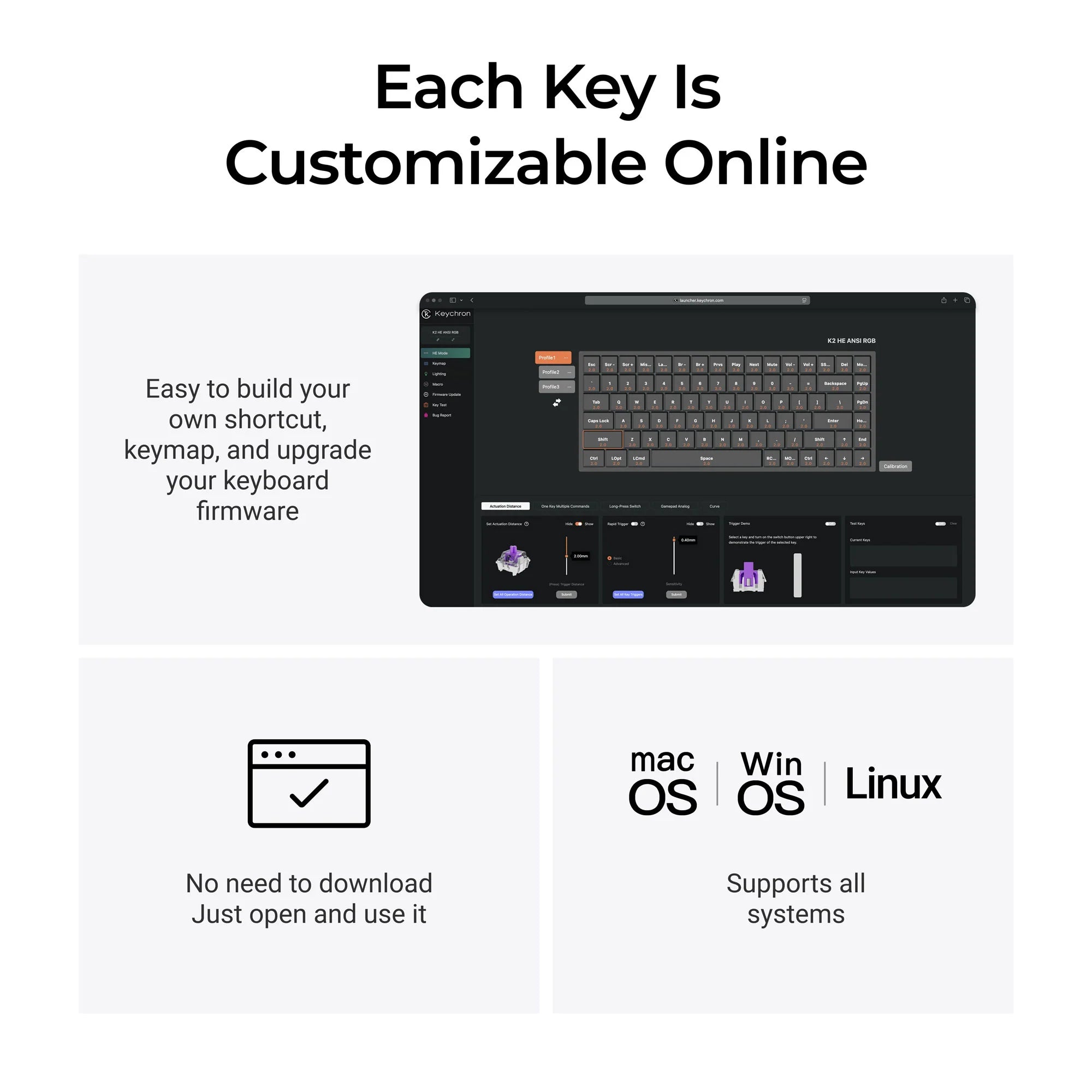 Keychron K2 HE Wireless Magnetic Switch Custom Keyboard - Concrete Edition - View 6
