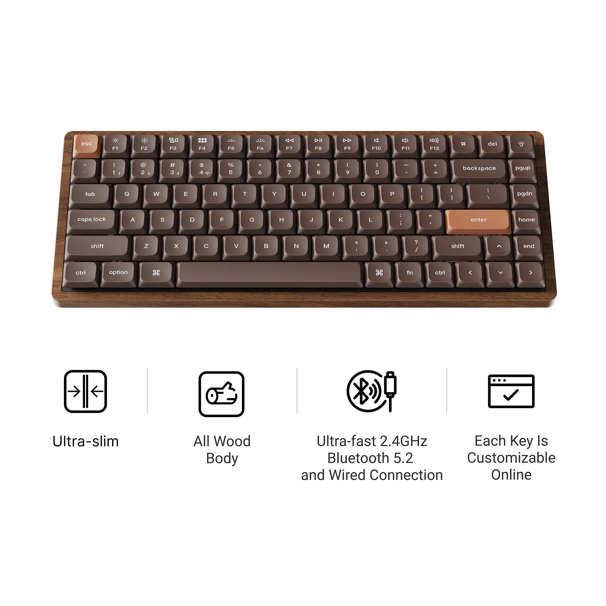 Keychron K3 Max QMK Wireless Custom Mechanical Keyboard - All-Wood Special