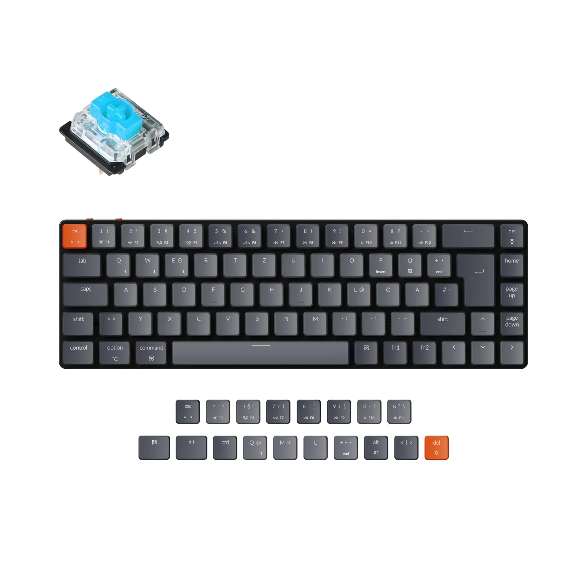 Keychron K7 Ultra-slim Wireless Mechanical Keyboard (German ISO-DE Layout) - View 2