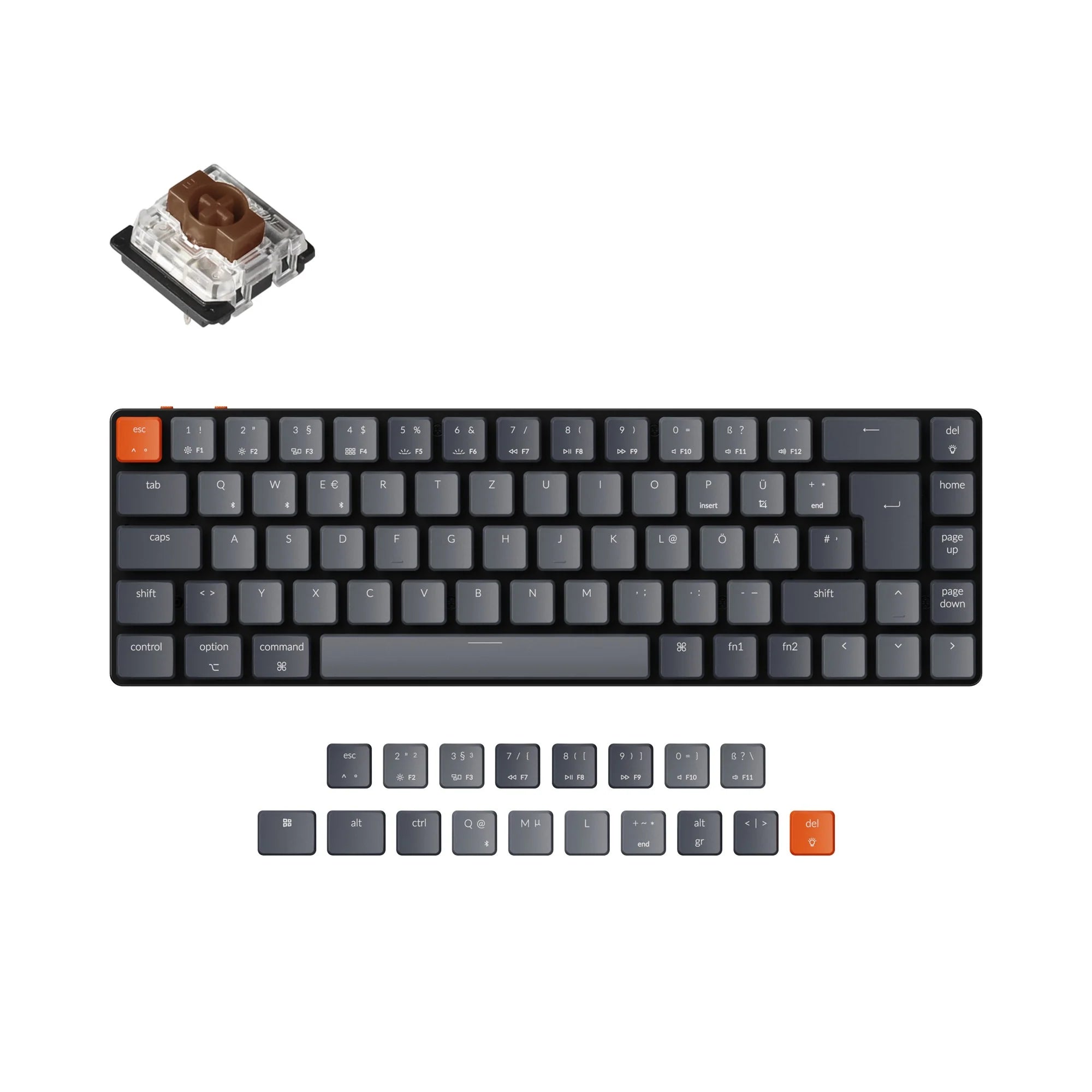 Keychron K7 Ultra-slim Wireless Mechanical Keyboard (German ISO-DE Layout) - View 3