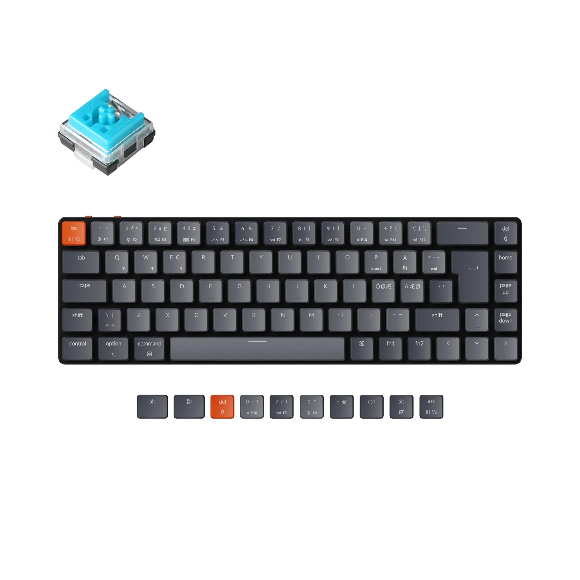 Keychron K7 Ultra-slim Wireless Mechanical Keyboard (Nordic ISO Layout) - View 2