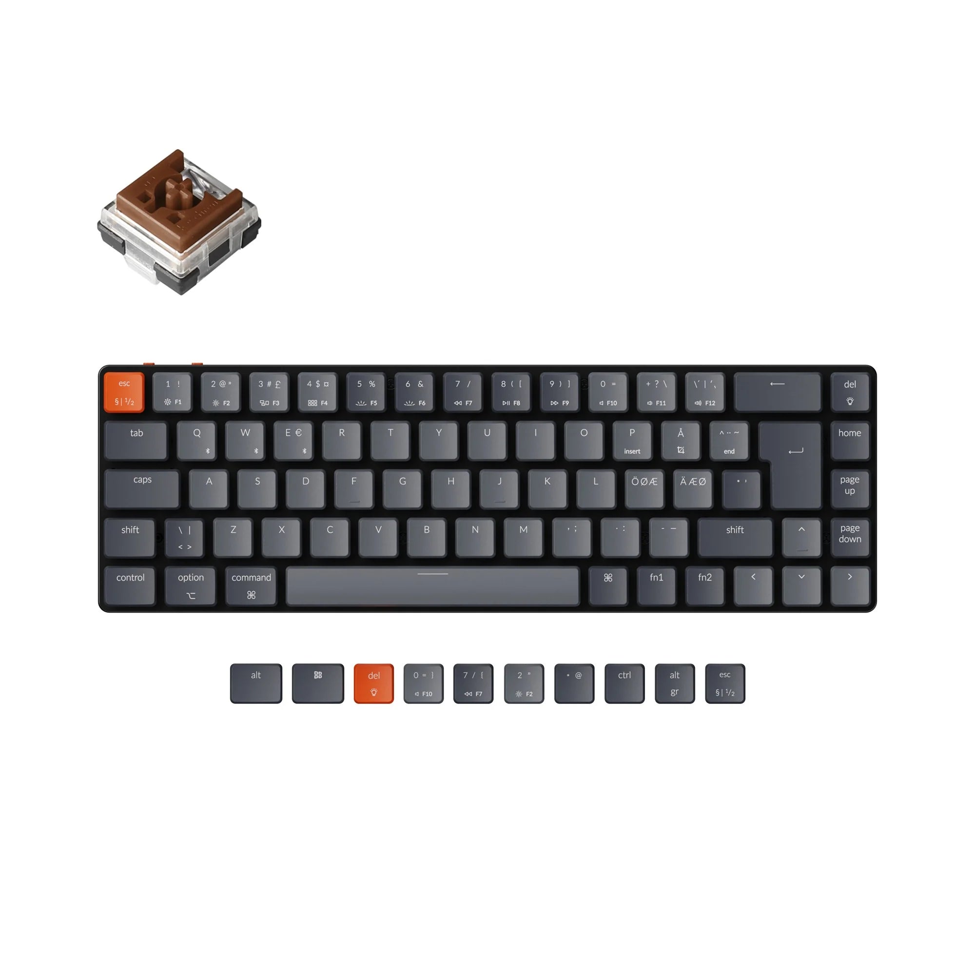 Keychron K7 Ultra-slim Wireless Mechanical Keyboard (Nordic ISO Layout) - View 3